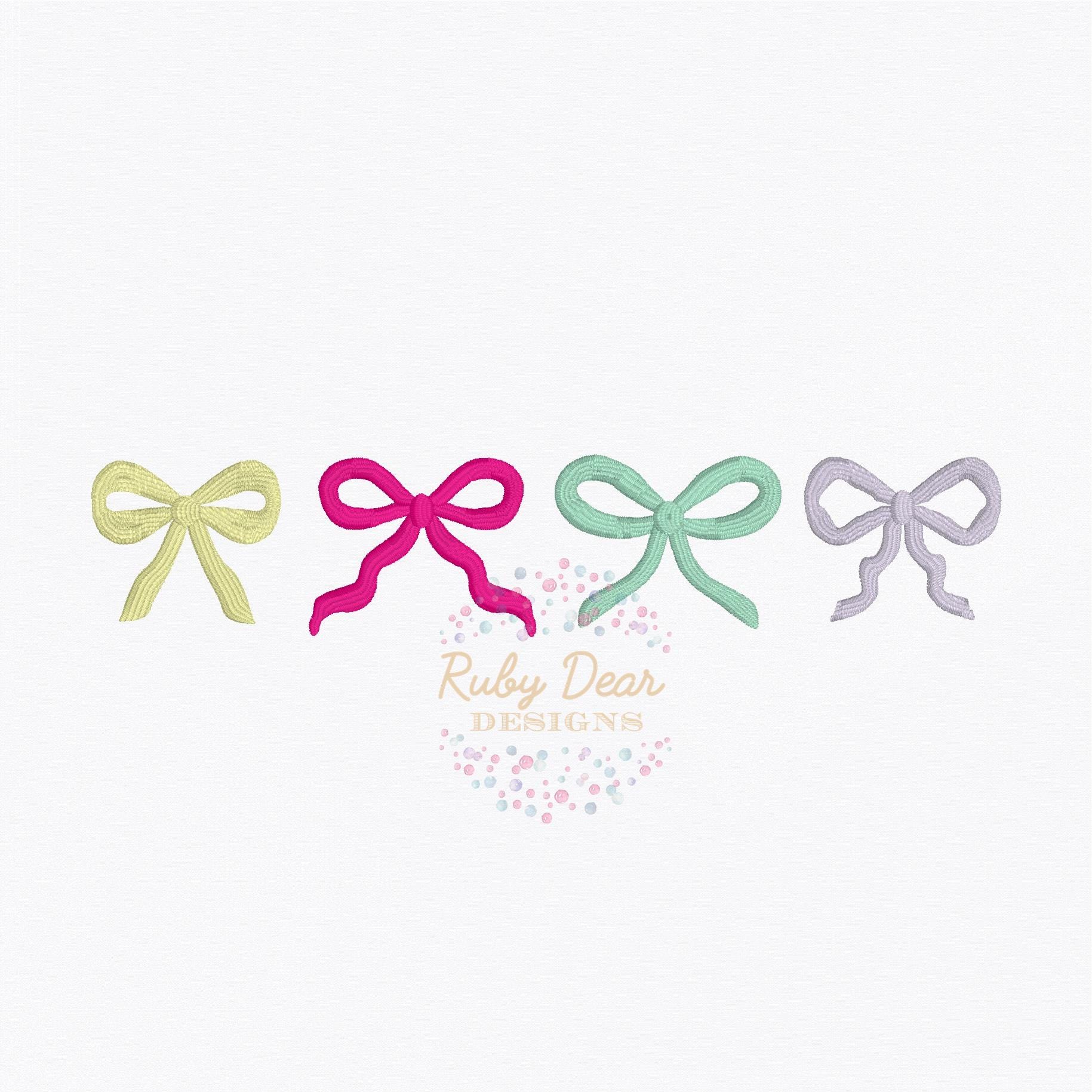 Bows In A Row Satin Stitch Machine Embroidery Design