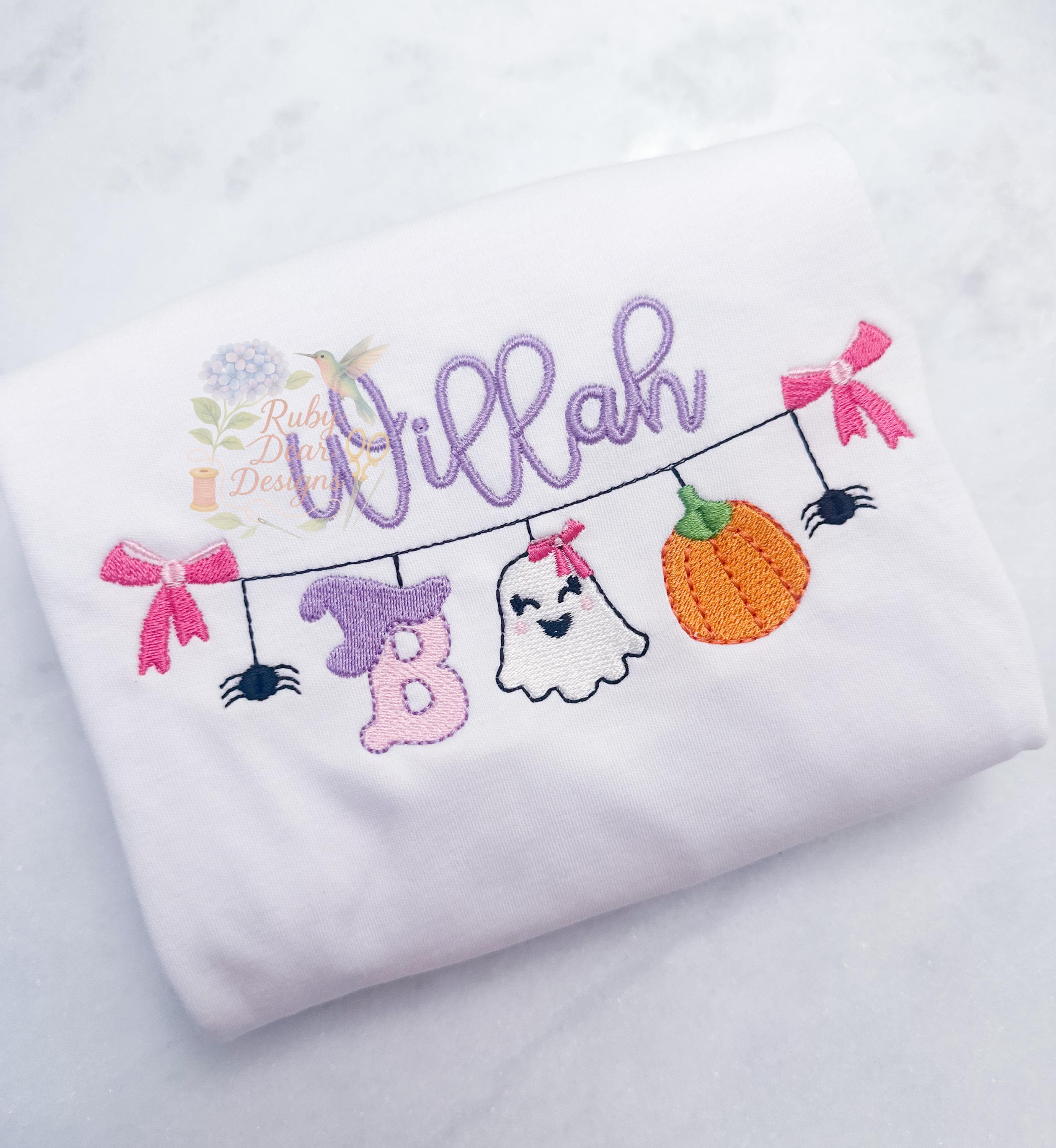 Halloween BOO Girl Swag Fill Satin and Bean Stitch Machine Embroidery Design
