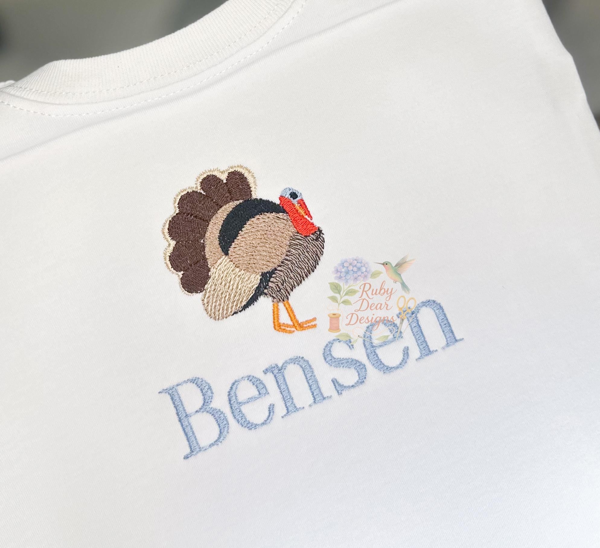 Wild Turkey Mini Fill and Satin Stitch Machine Embroidery Design