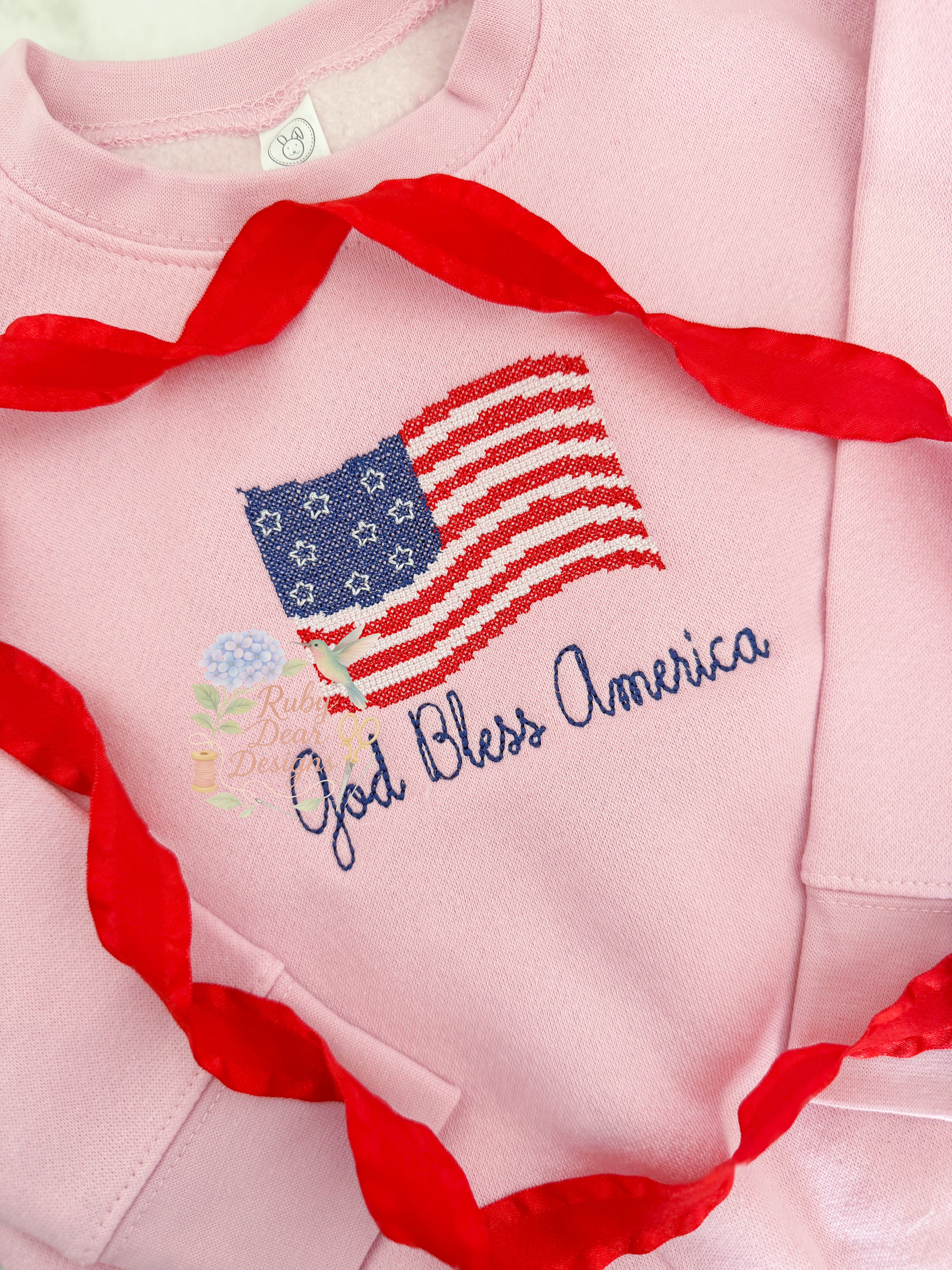 American Flag Cross Stitch Machine Embroidery Design