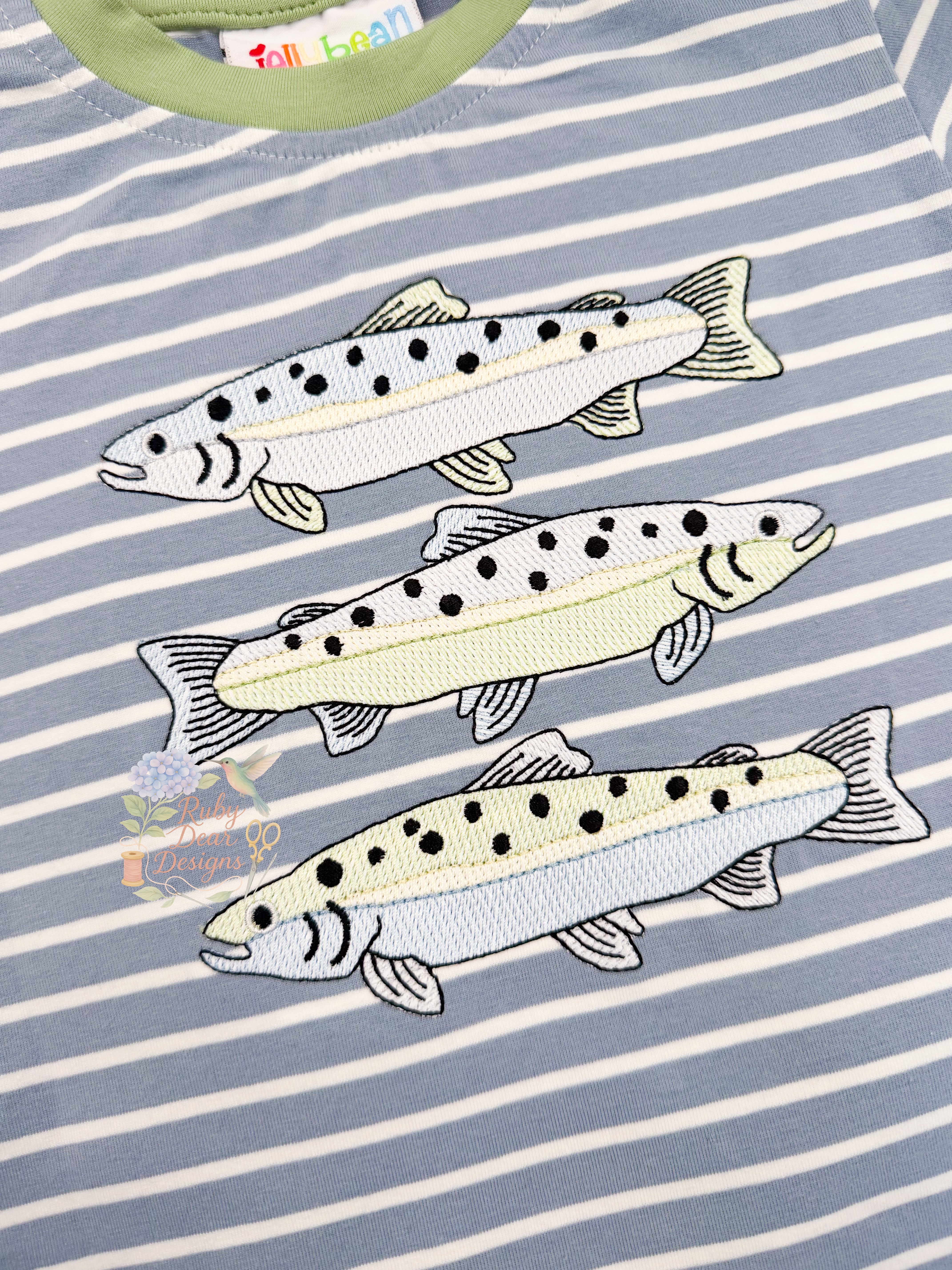 Trout Fish Trio Sketch Stitch Machine Embroidery Design