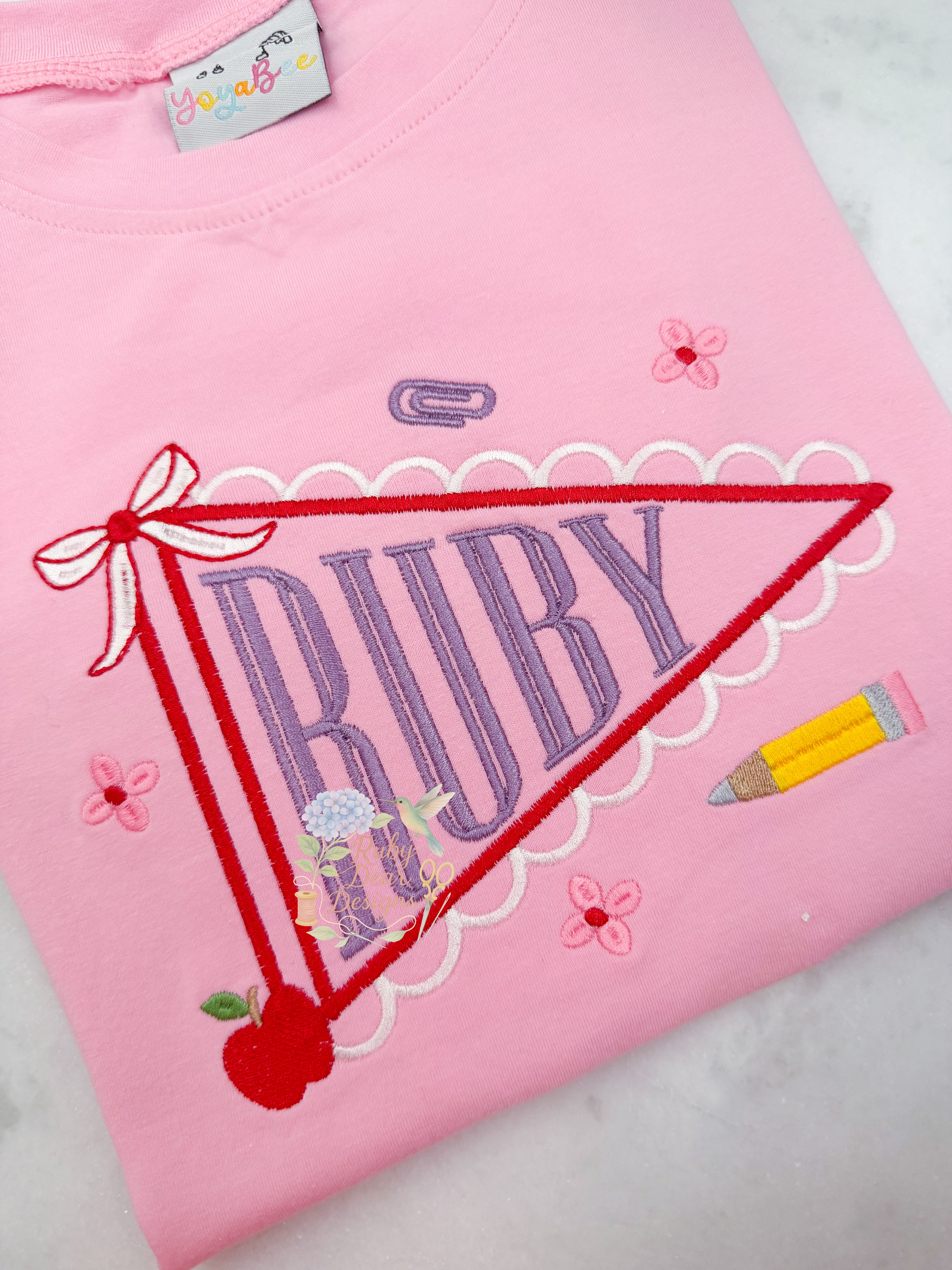 Back To School Scallop Pennant Appliqué Machine Embroidery Design