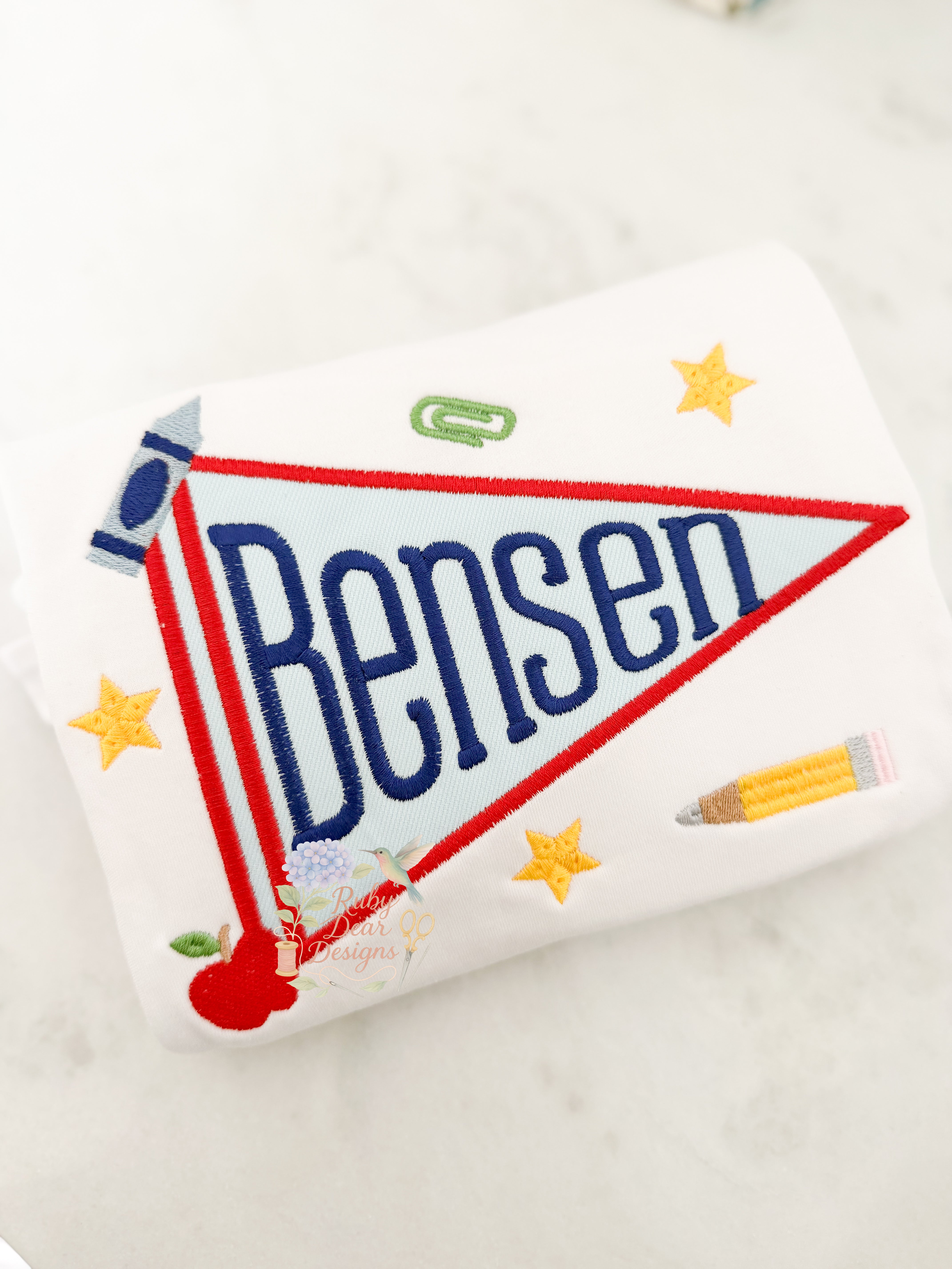 Back To School Pennant Appliqué Machine Embroidery Design