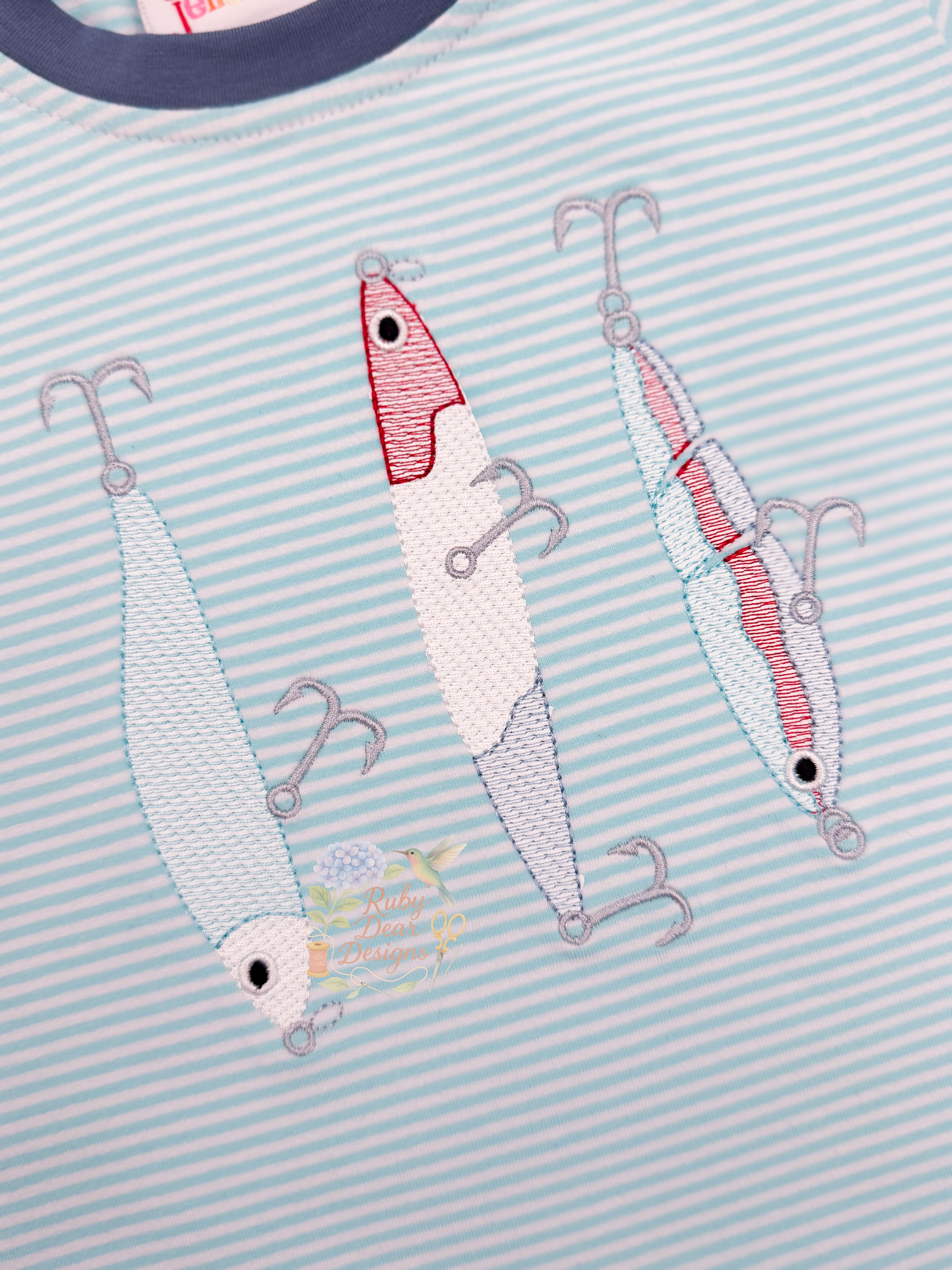 Fishing Lure Trio Sketch Stitch Machine Embroidery Design