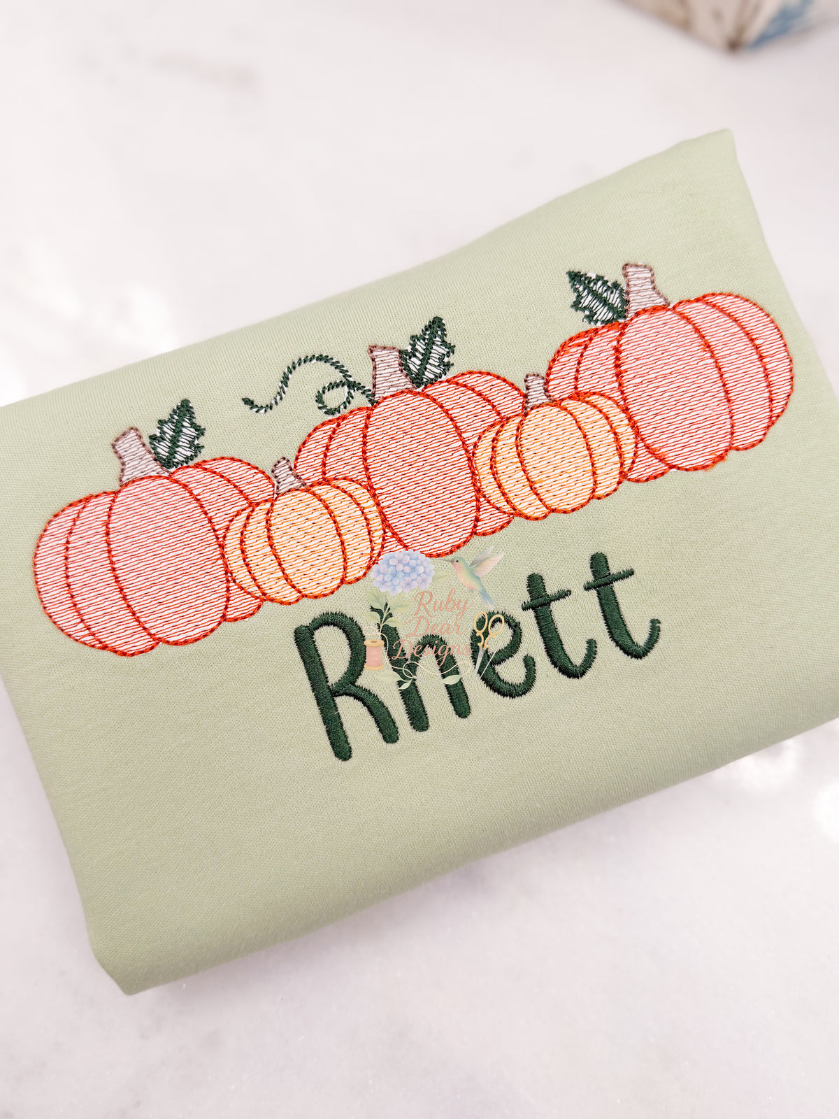 Pumpkin Row Sketch Fill Machine Embroidery Design