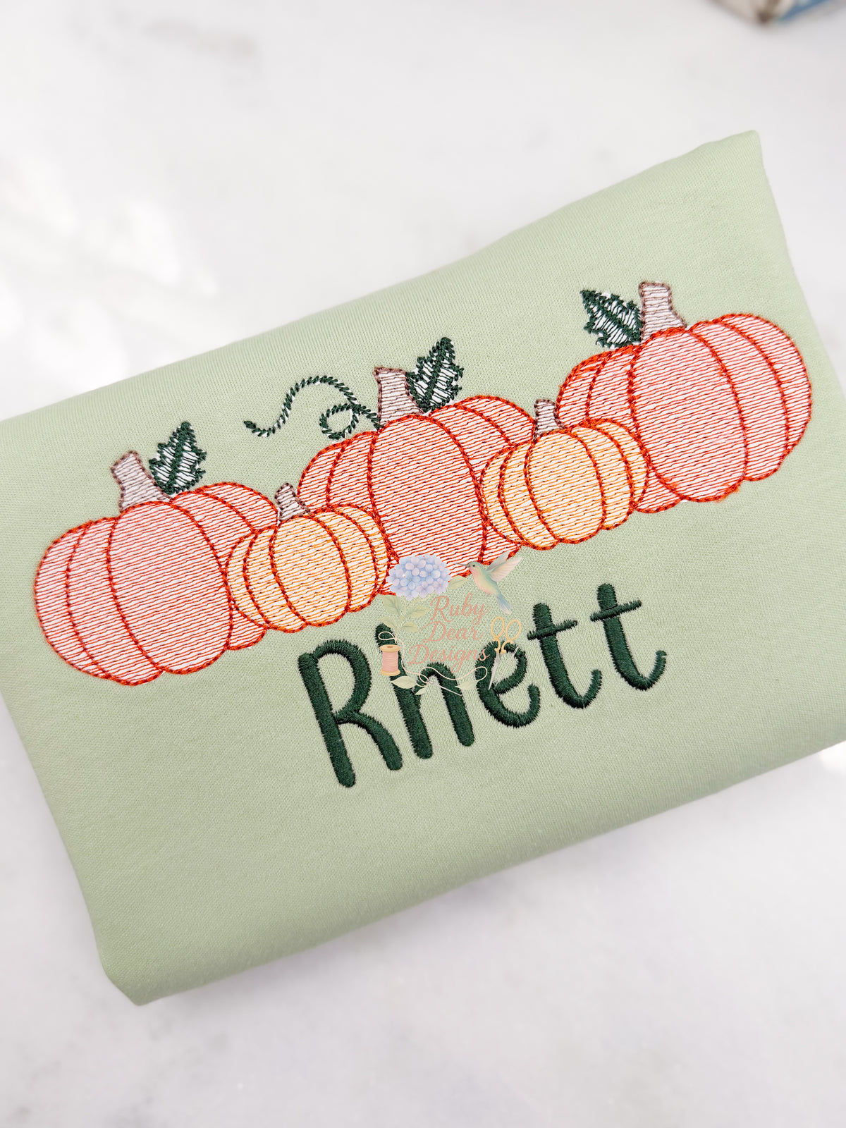 Pumpkin Row Sketch Fill Machine Embroidery Design