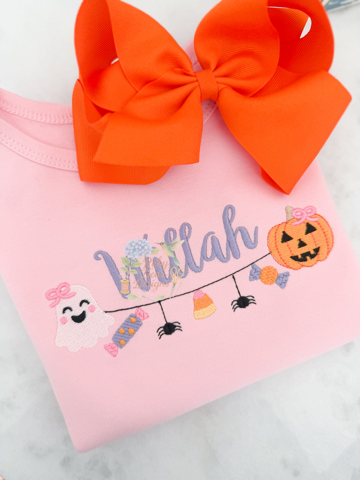 Halloween Spooky Girl Swag Fill Satin and Bean Stitch Machine Embroidery Design