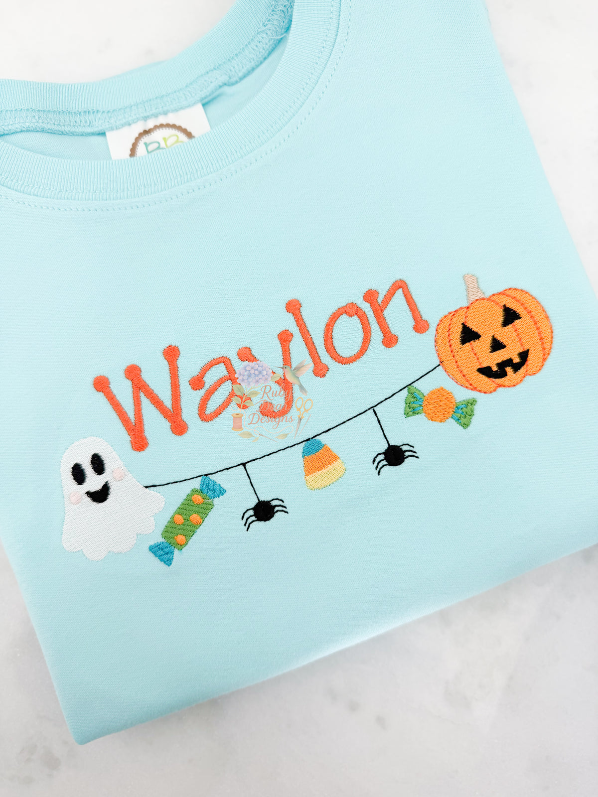 Halloween Spooky Boy Swag Fill Satin and Bean Stitch Machine Embroidery Design