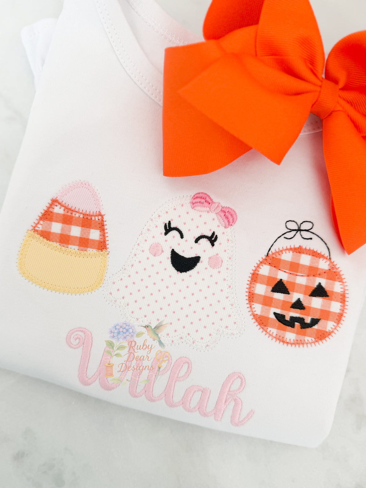 Halloween Trio Girl Zig Zag Appliqué Stitch Machine Embroidery Design