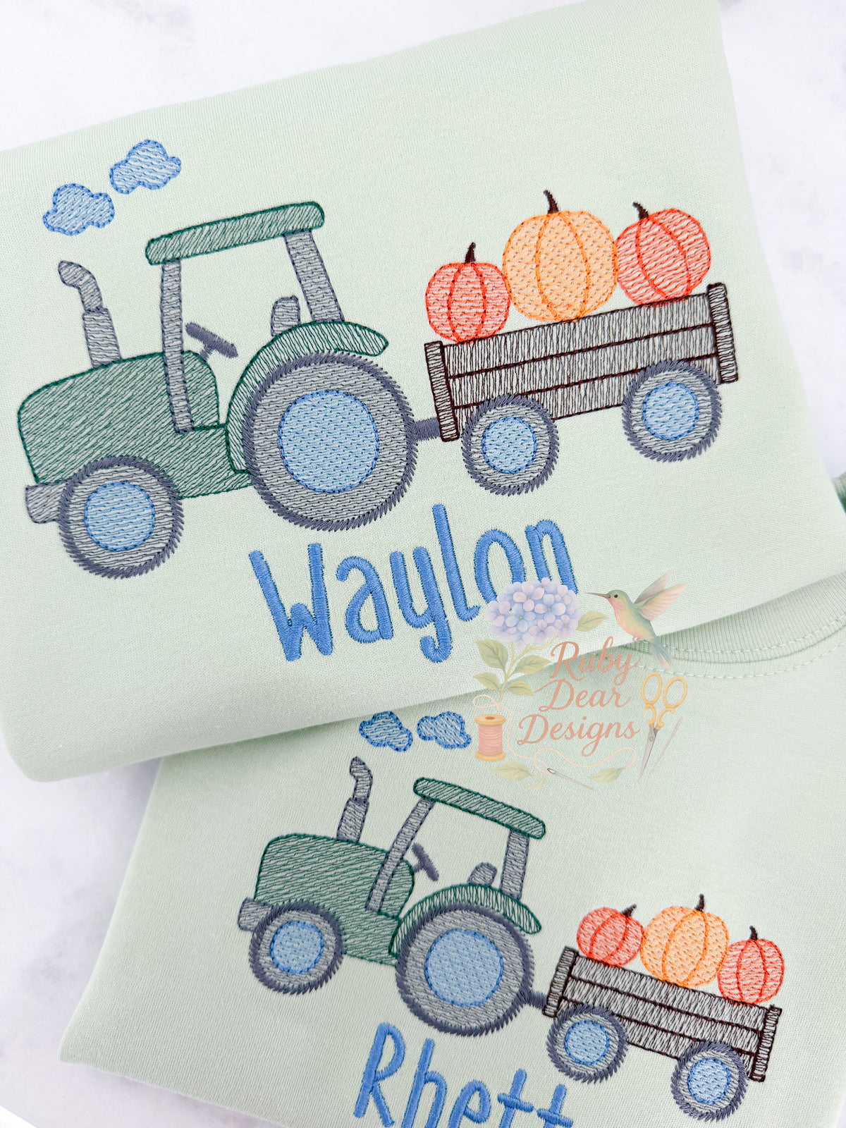 Pumpkin Tractor Sketch Stitch Machine Embroidery Design