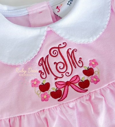 Apple and Florals Satin and Fill Stitch Machine Embroidery Design