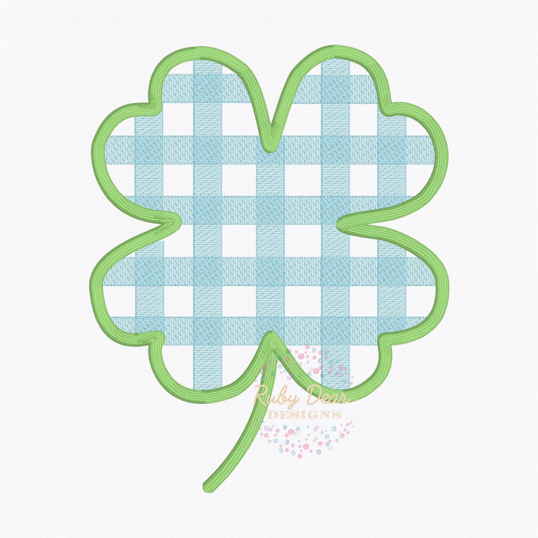 St Patrick's Clover Gingham Sketch and Satin Machine Embroidery Design