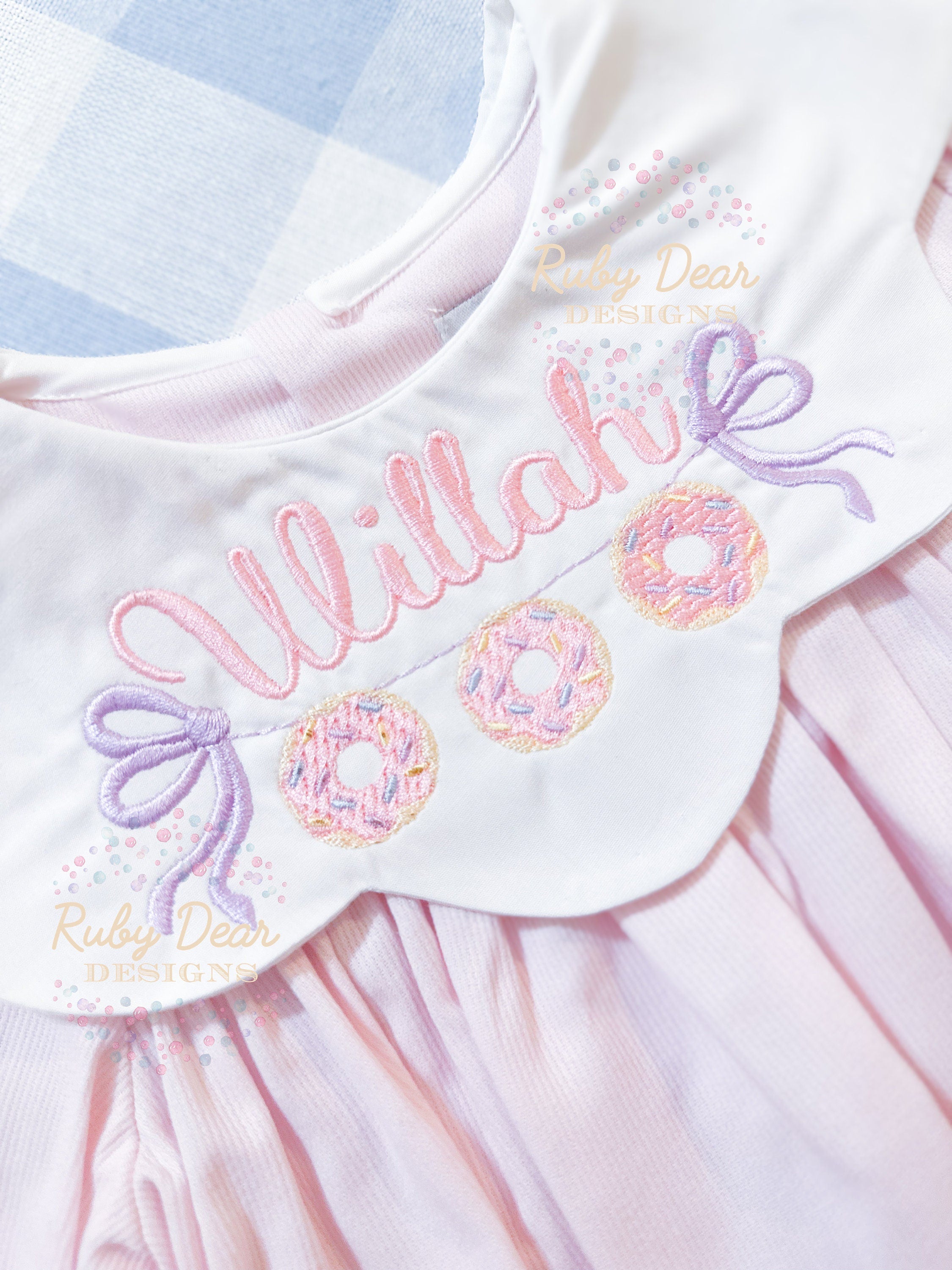 Donut Bow Swag Satin and Fill Stitch Machine Embroidery Design