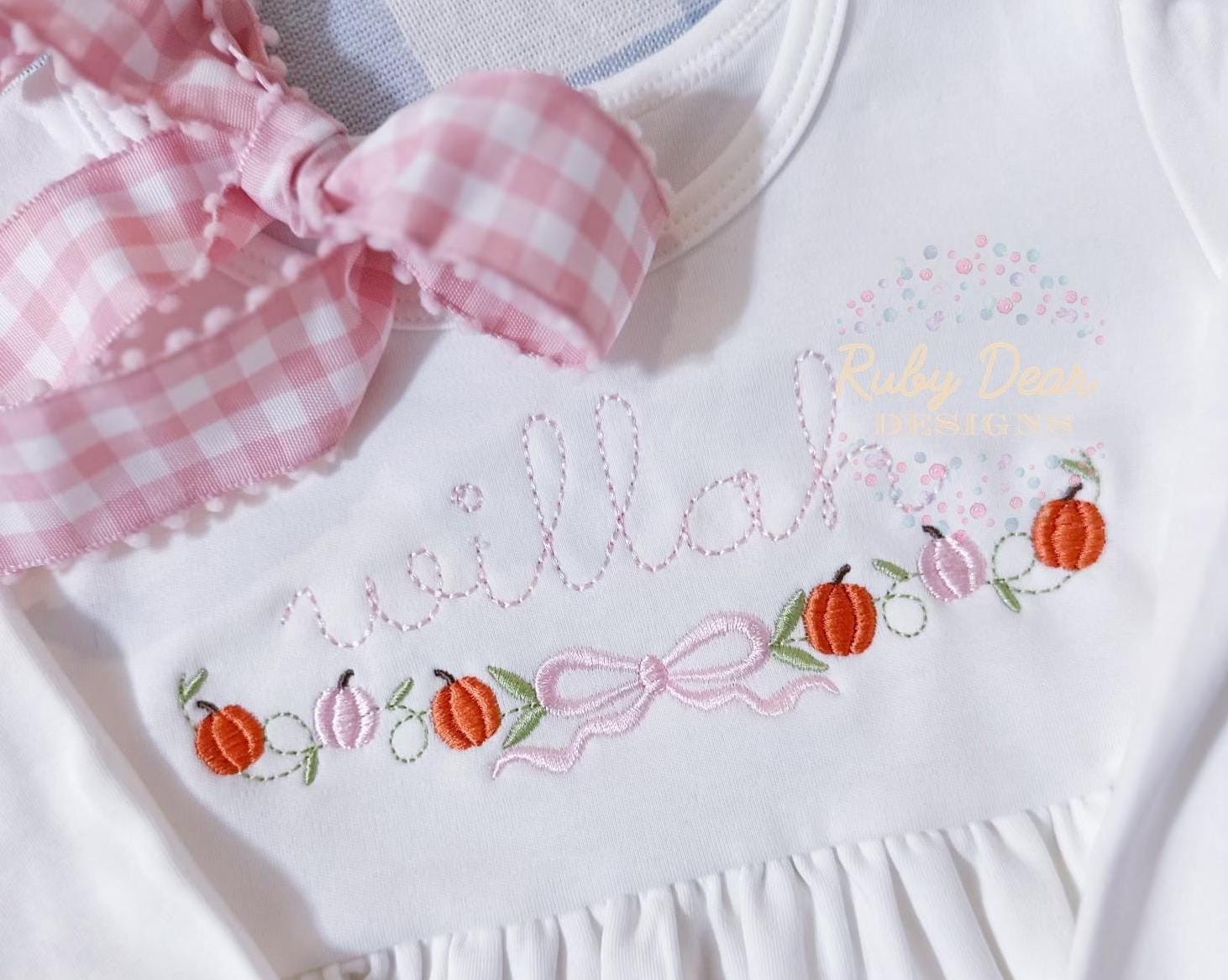 Pumpkin Vine Satin and Bean Stitch Machine Embroidery Design