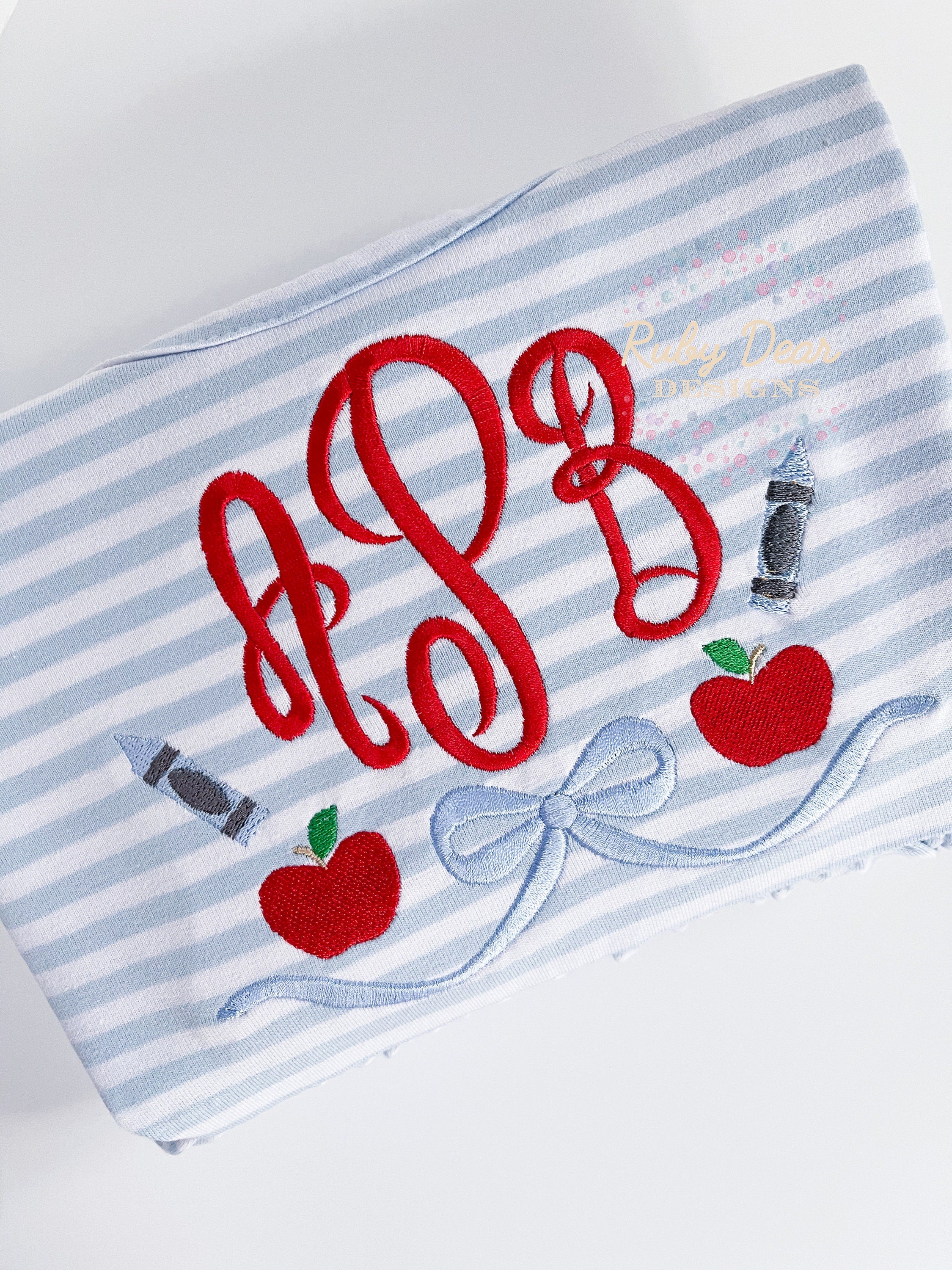 School Bow Monogram Frame Machine Embroidery Design