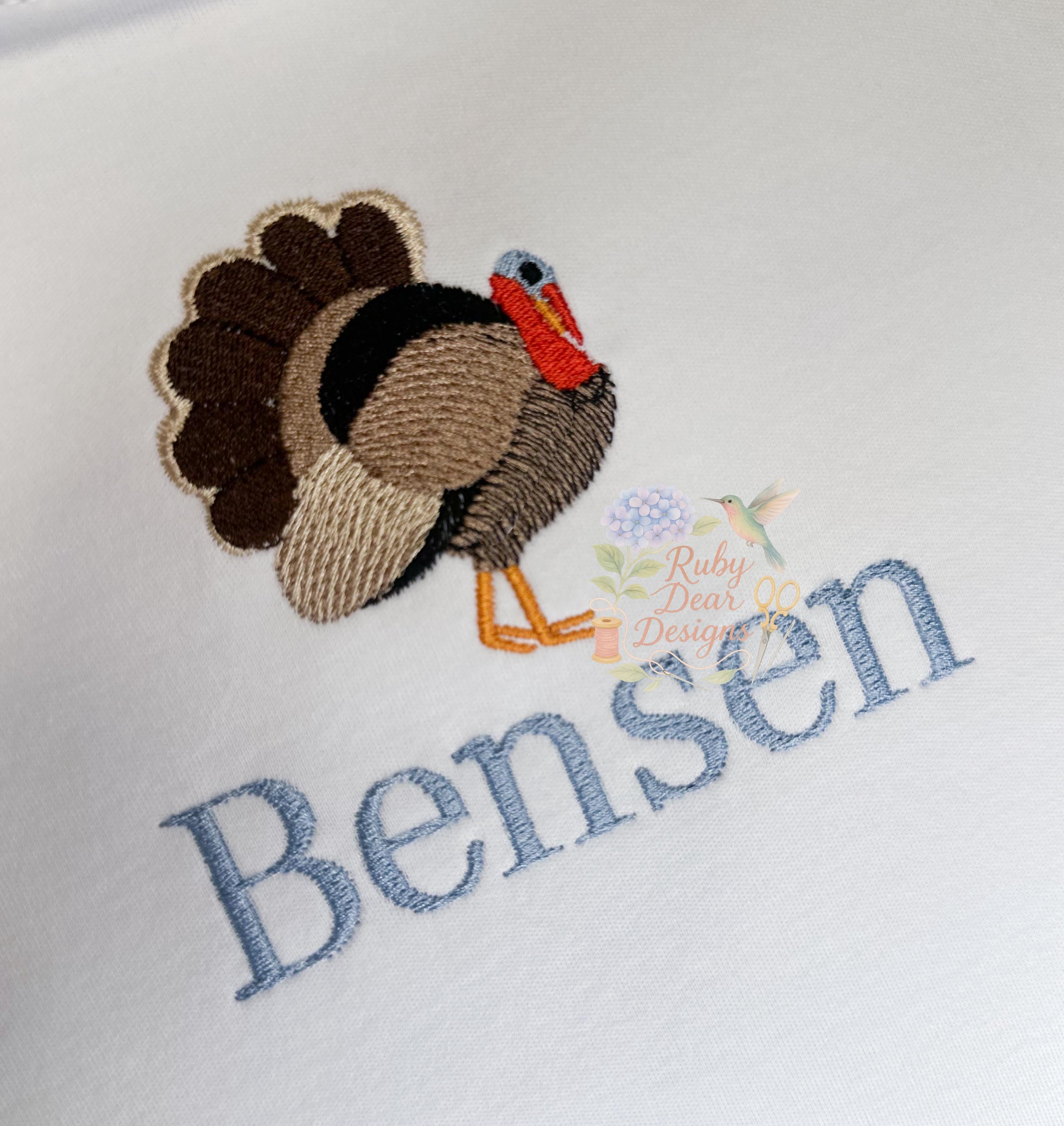 Wild Turkey Mini Fill and Satin Stitch Machine Embroidery Design