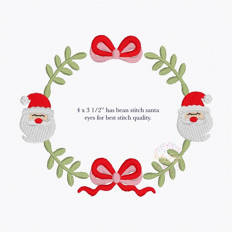 Santa Claus Bow Monogram Frame Machine Embroidery Design