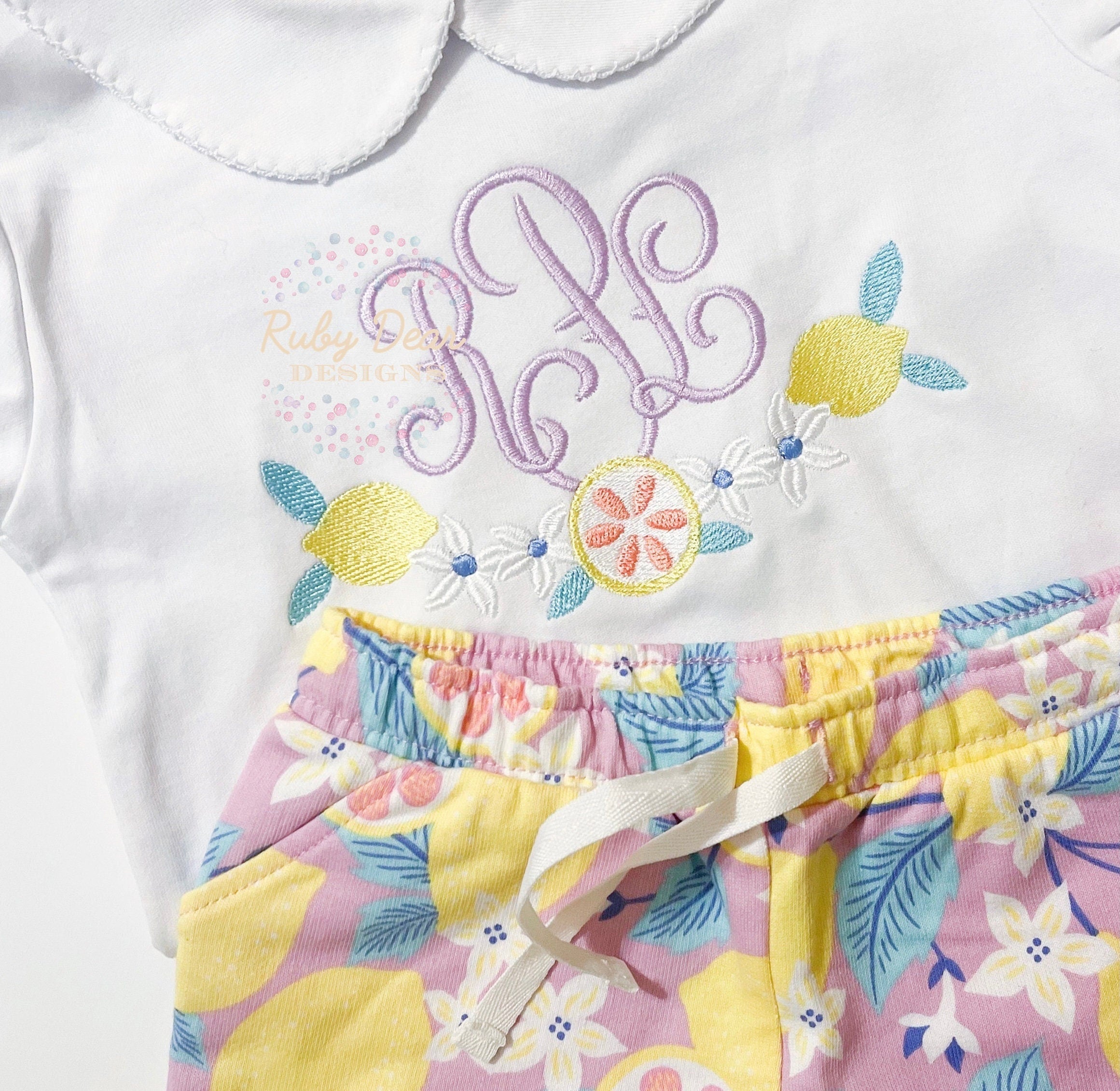 Lemon Swag Frame Machine Embroidery Design