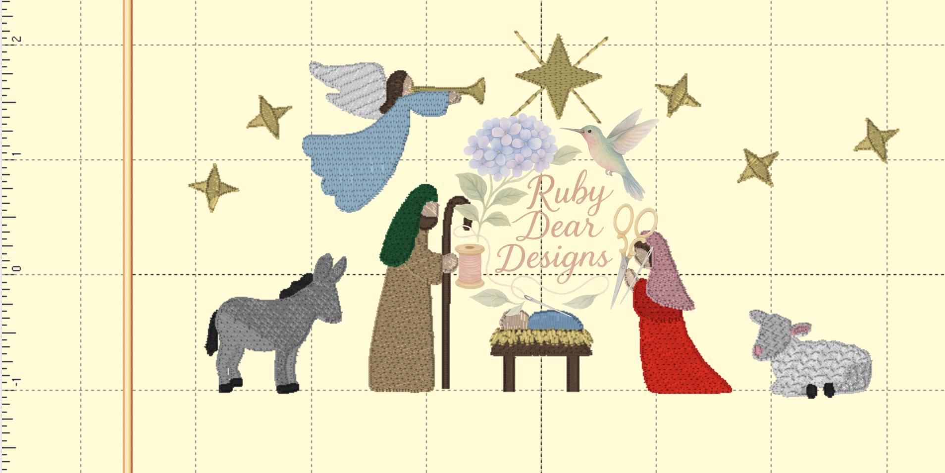 Nativity Christmas Build Your Own Mini Set Fill and Satin Stitch Machine Embroidery Design