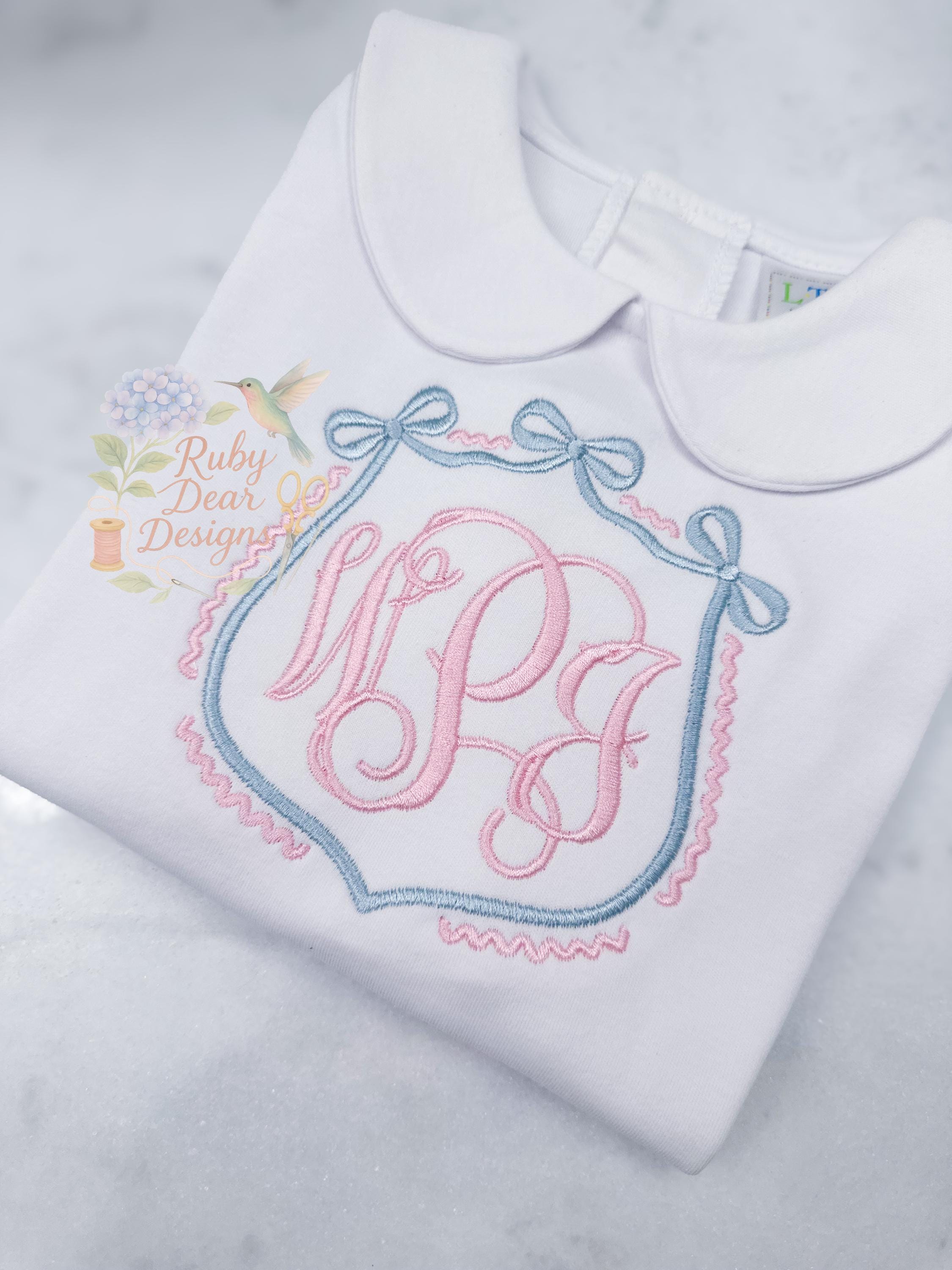 Bow Crest Satin Stitch Machine Embroidery Design