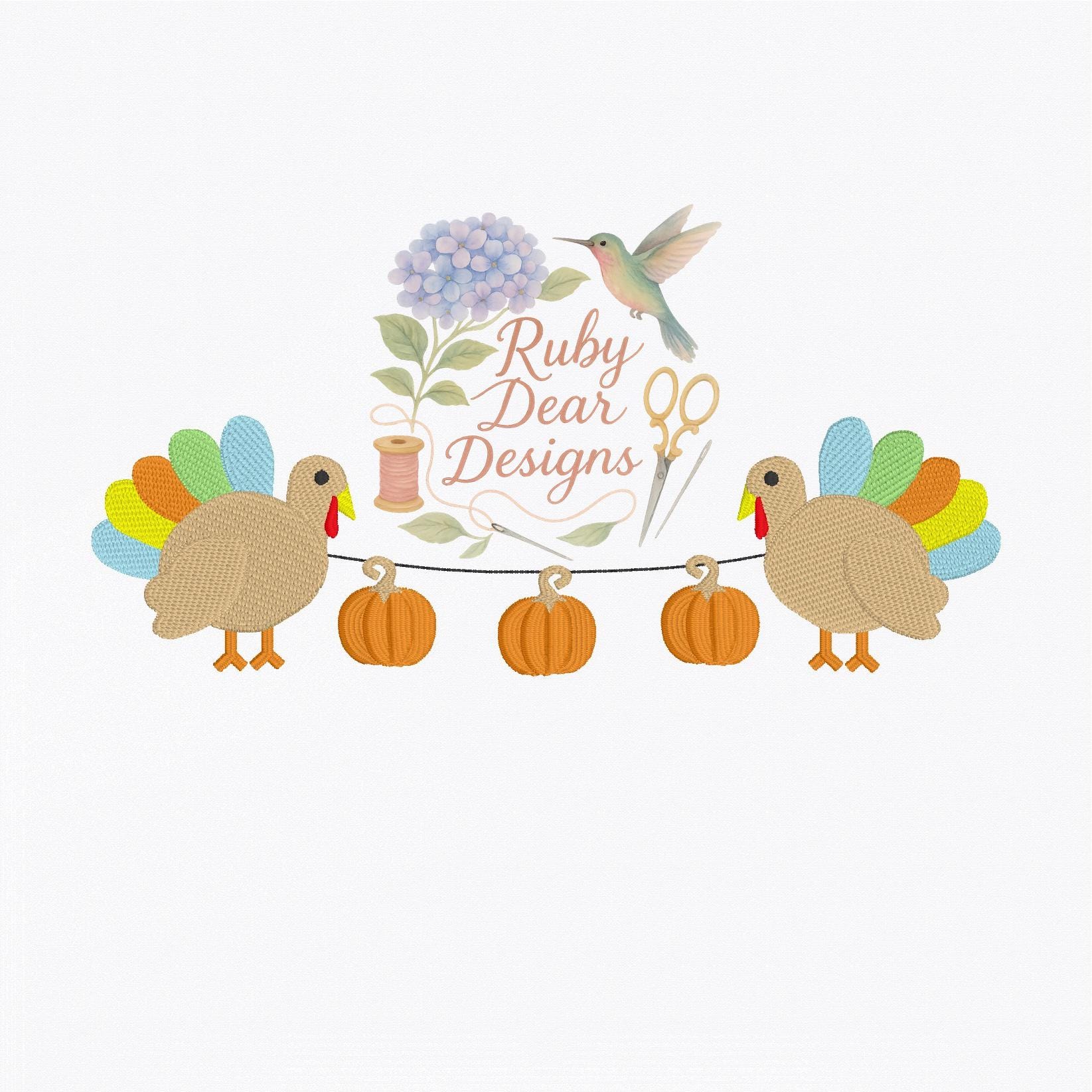 Turkey Boy Swag Satin and Fill Stitch Machine Embroidery Design