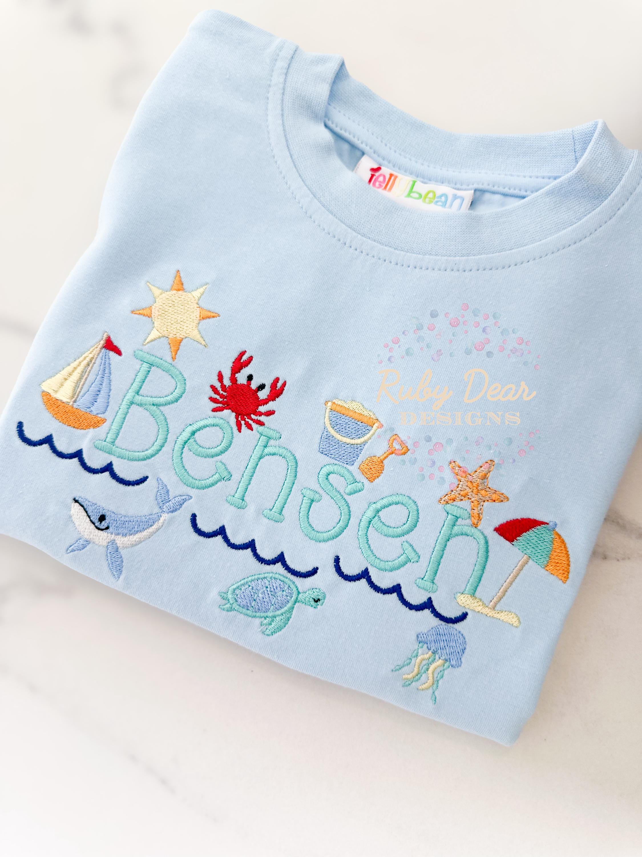 Beach and Sea Boy's Build Your Own Mini Set of 11 Designs Machine Embroidery Design *Font is NOT included!*