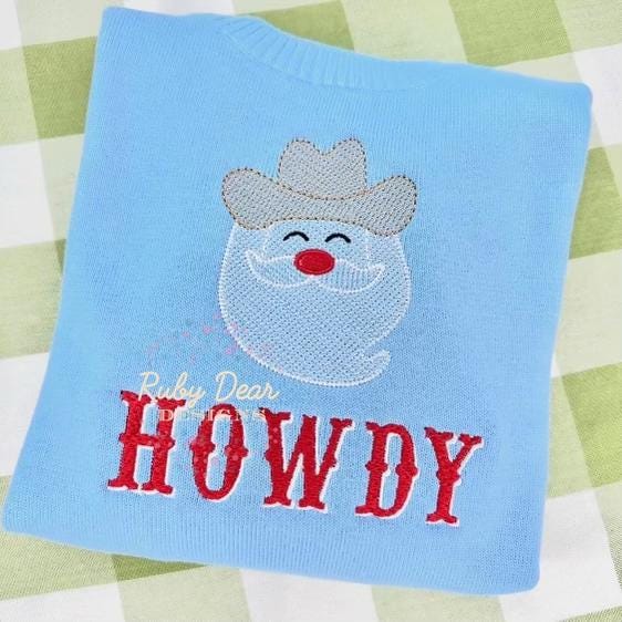 Cowboy Western Santa Sketch Fill Stitch Machine Embroidery Design