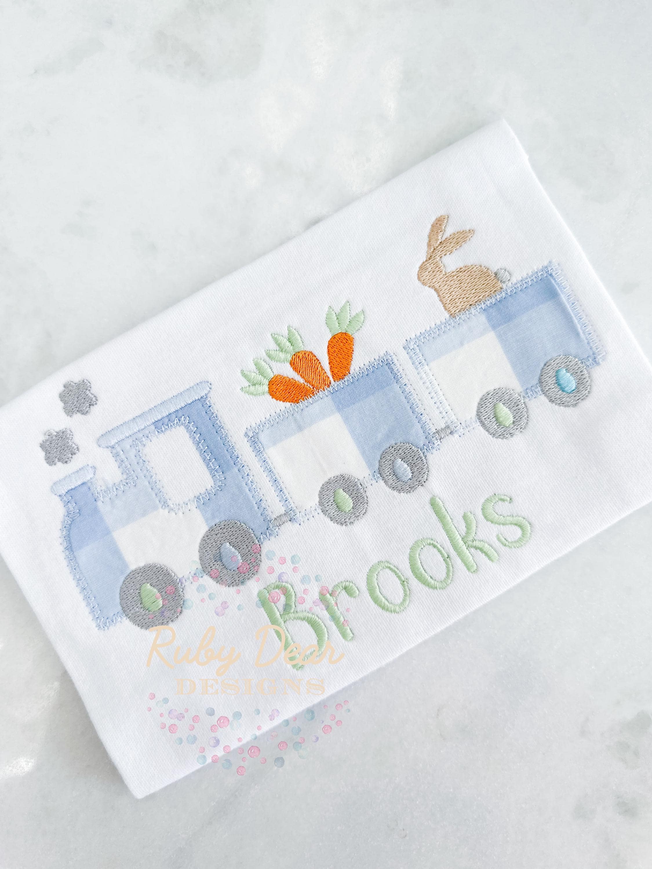 Easter Train Zig Zag Appliqué Stitch Machine Embroidery Design