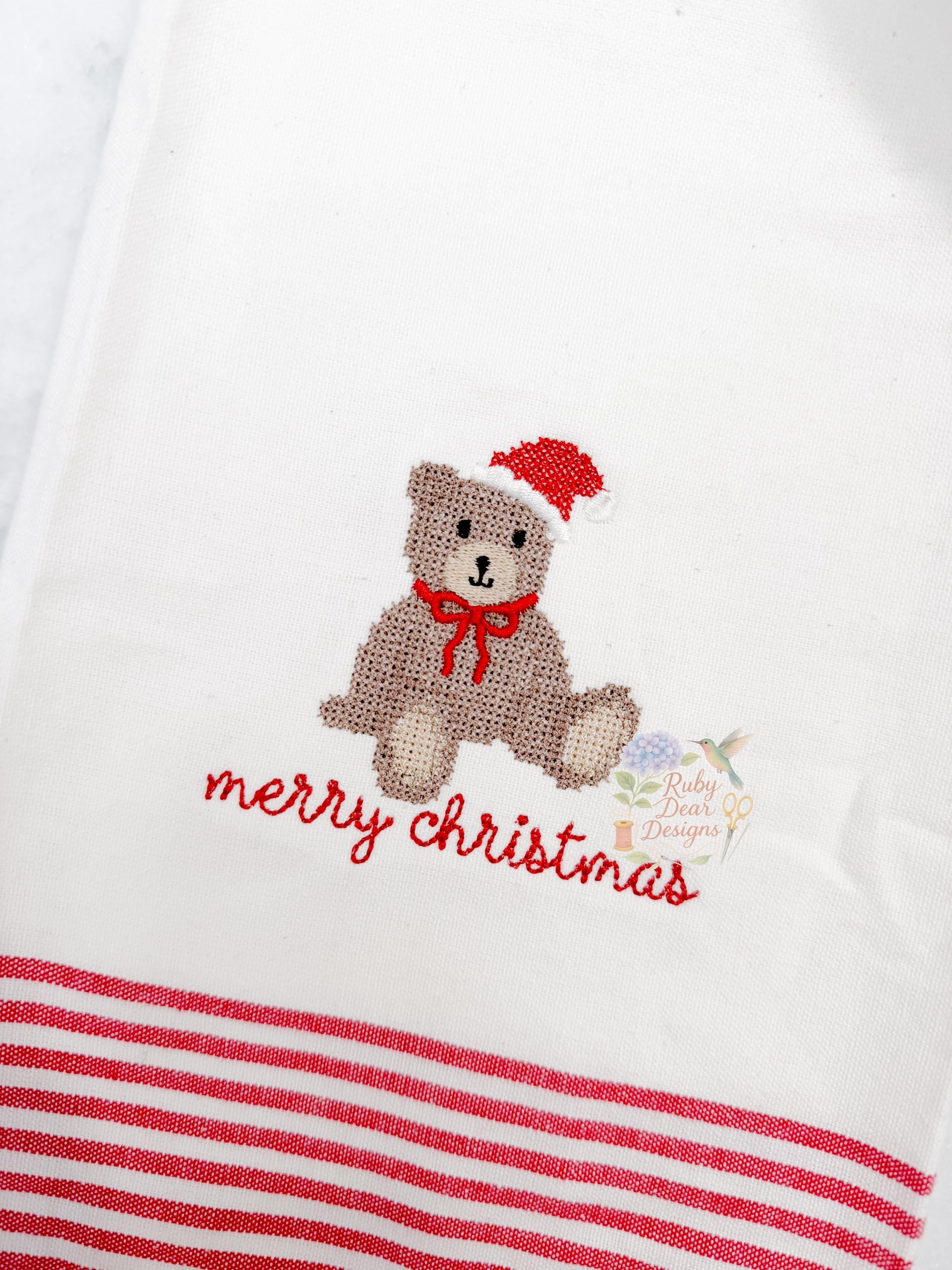 Teddy Bear Santa Mini Cross Stitch Machine Embroidery Design