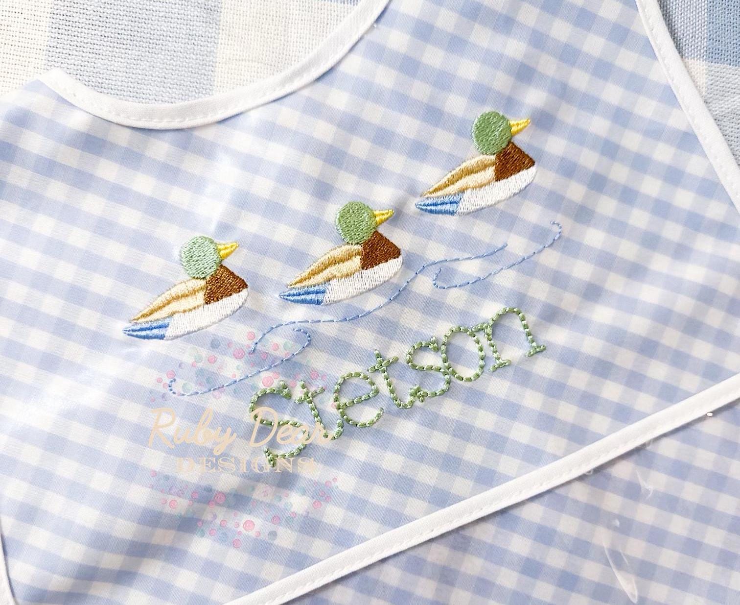 Three Little Mallards in Water Fill and Satin Stitch Machine Embroidery Design