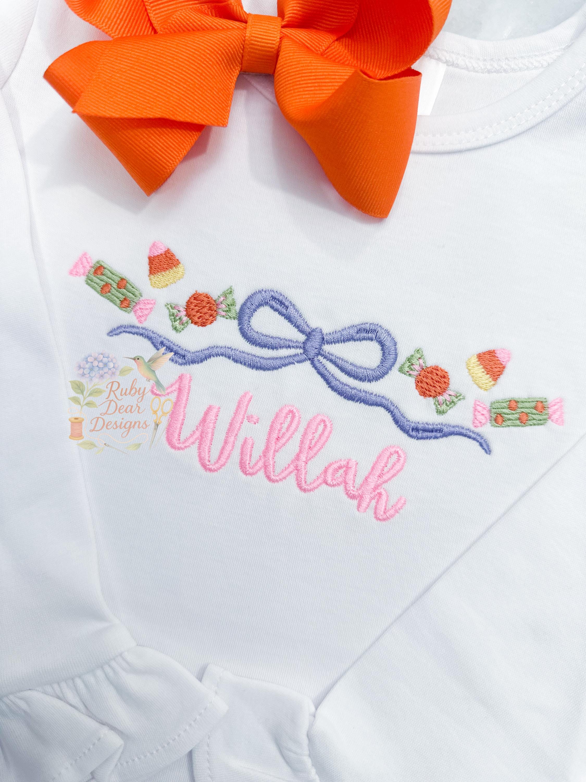 Halloween Candy Bow Satin and Fill Stitch Machine Embroidery Design