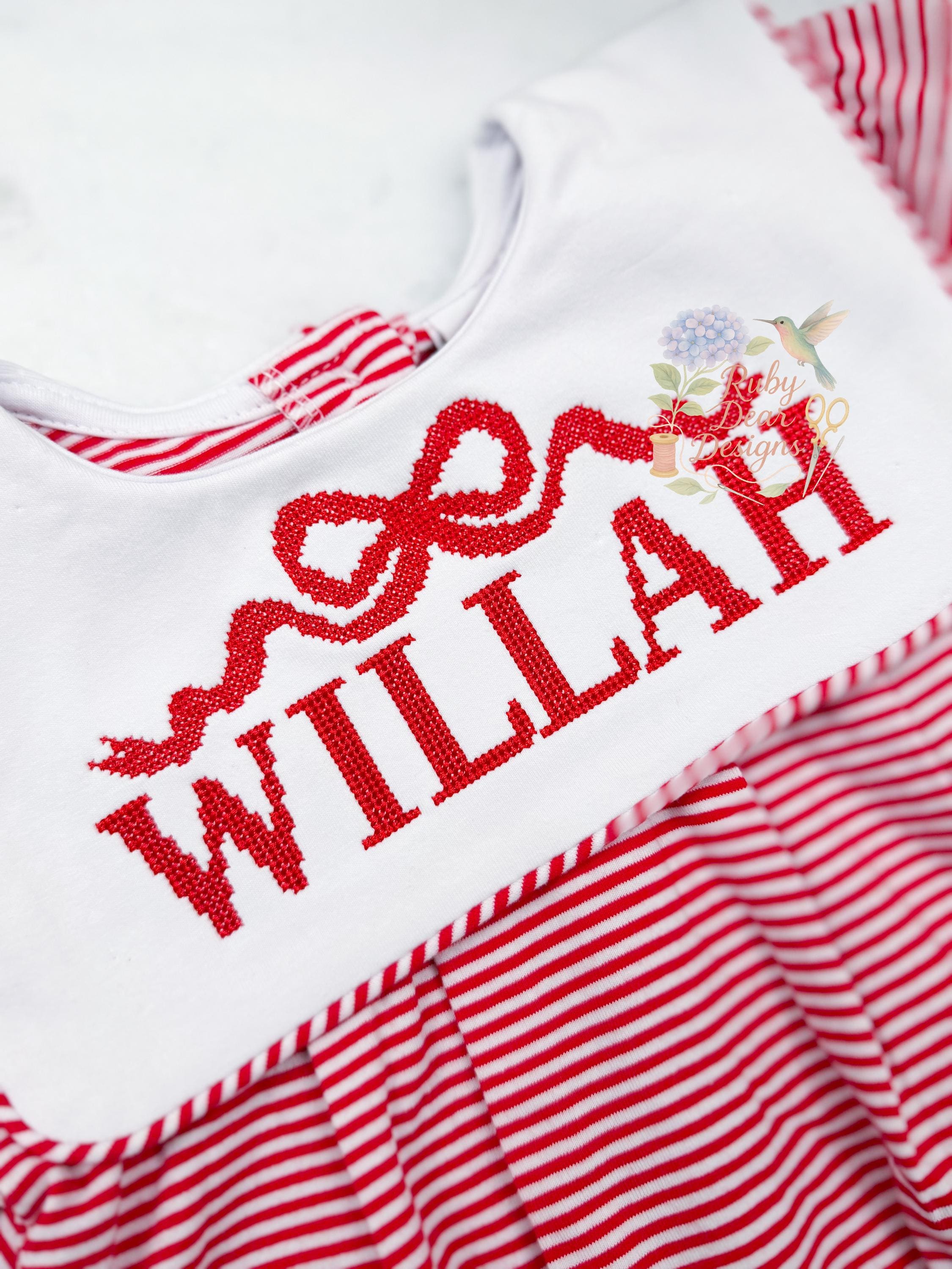 Flowy Bow Cross Stitch Heirloom Machine Embroidery Design