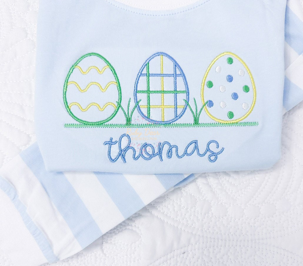 Easter Egg Boy Row Satin Stitch Machine Embroidery Design