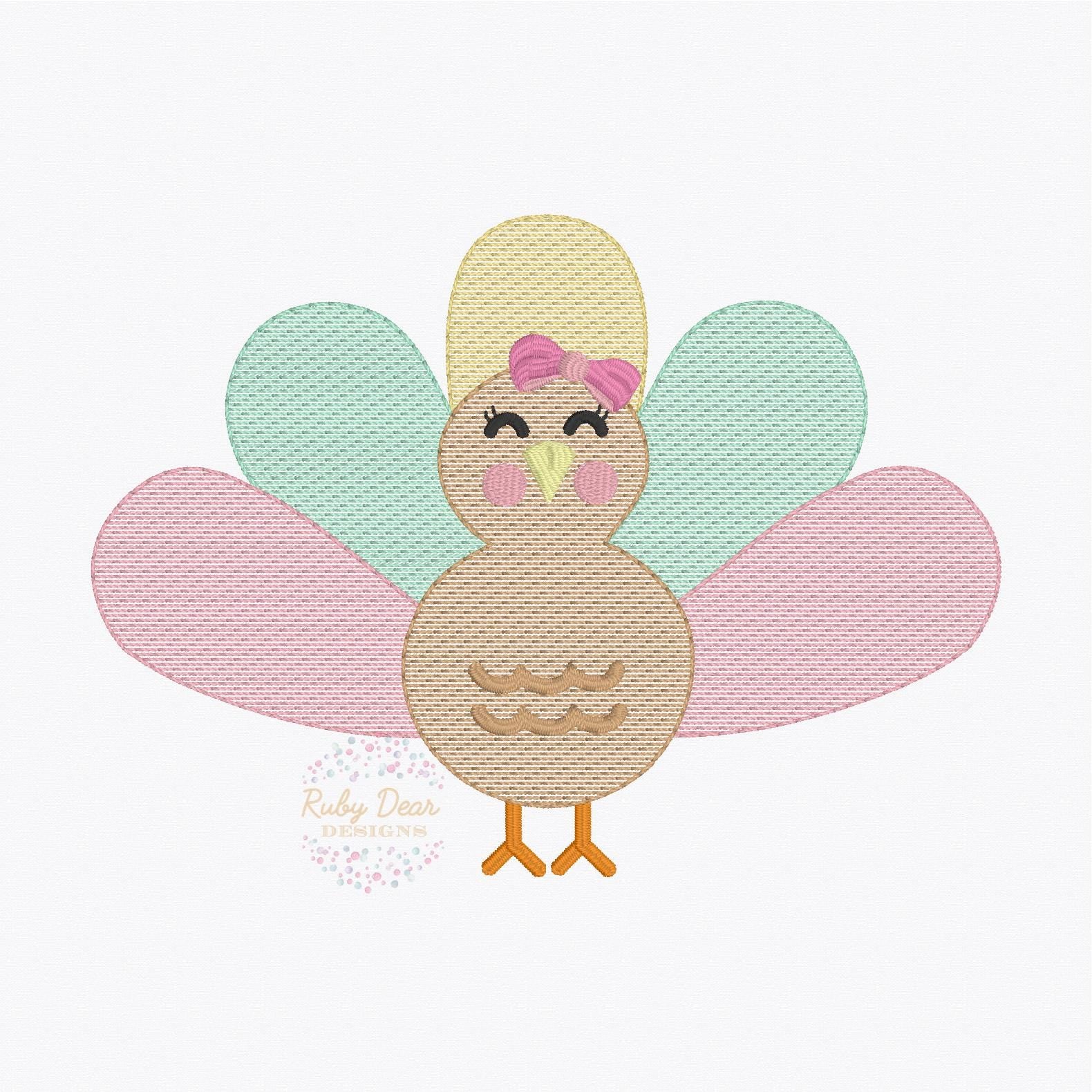 Turkey Girl Sketch Stitch Machine Embroidery Design