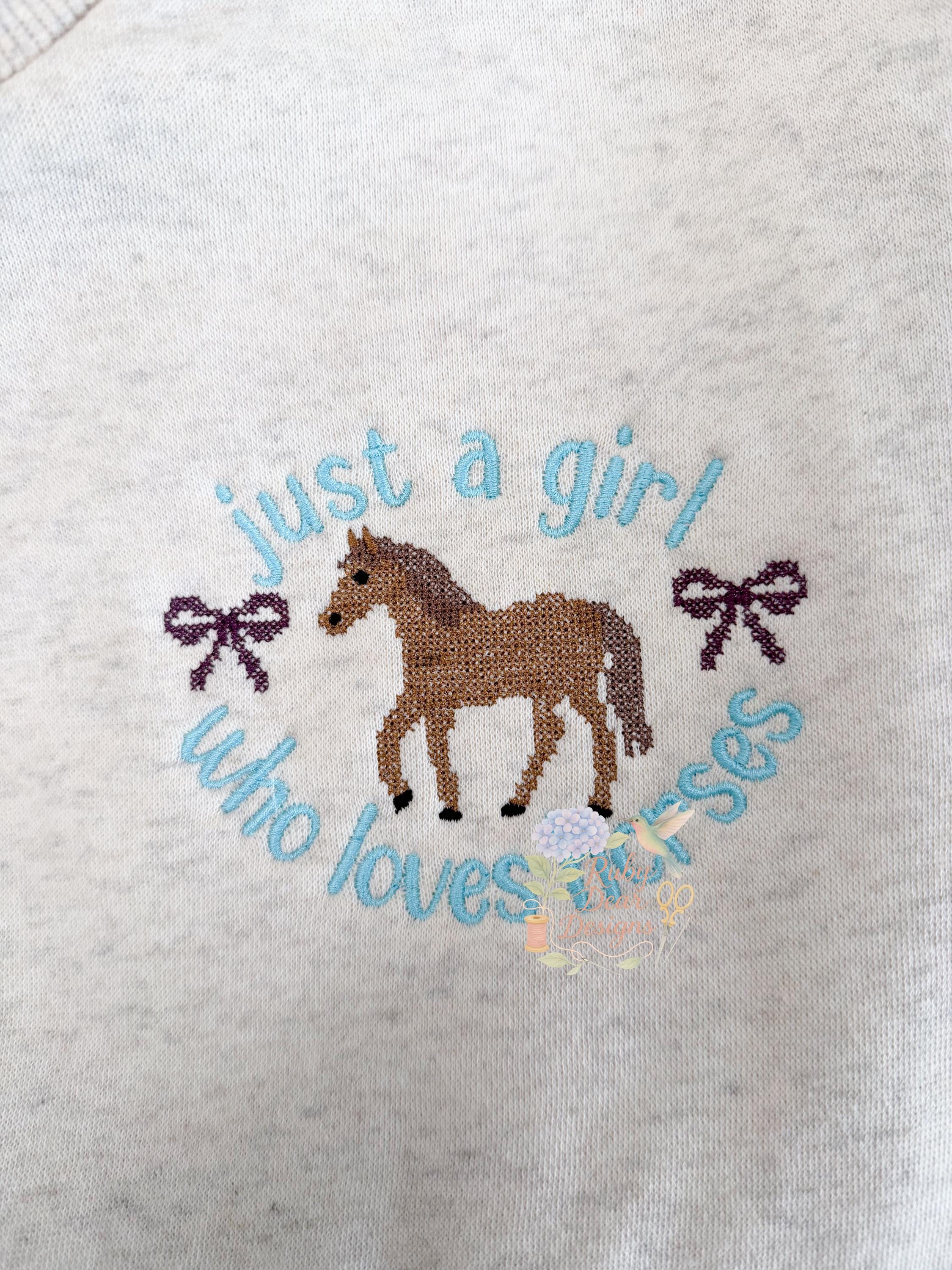 Horse and Mini Bows Cross Stitch Machine Embroidery Design