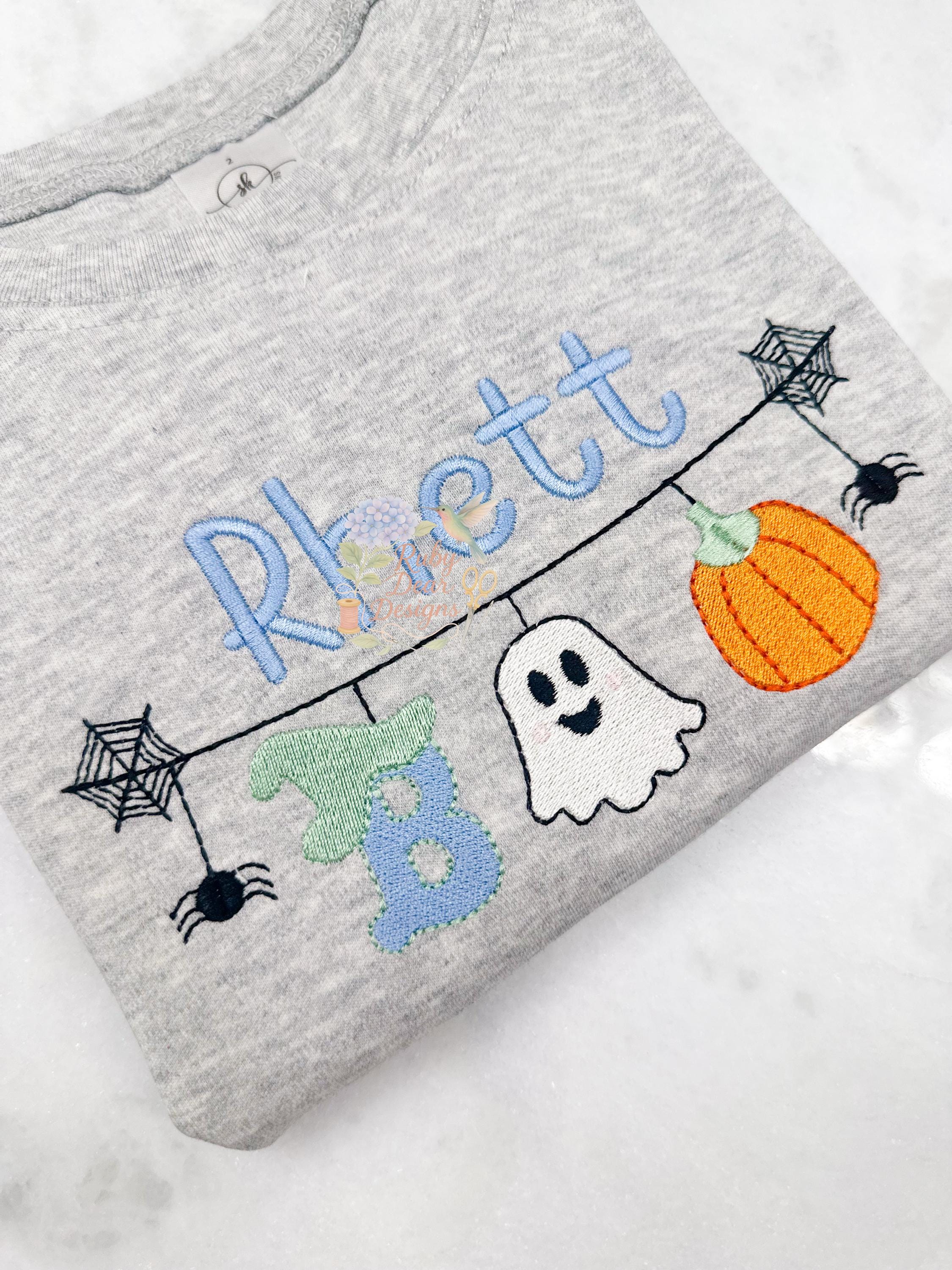 Halloween BOO Boy Swag Fill Satin and Bean Stitch Machine Embroidery Design