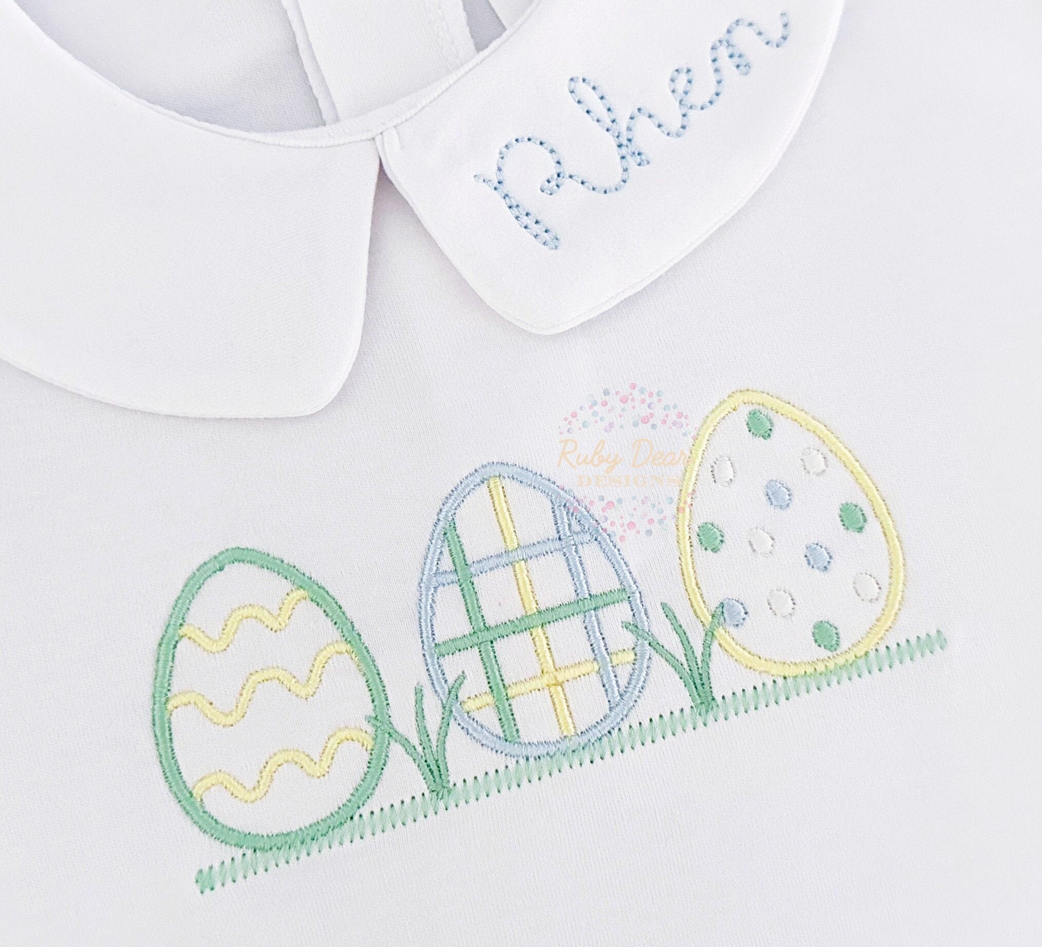 Easter Egg Boy Row Satin Stitch Machine Embroidery Design