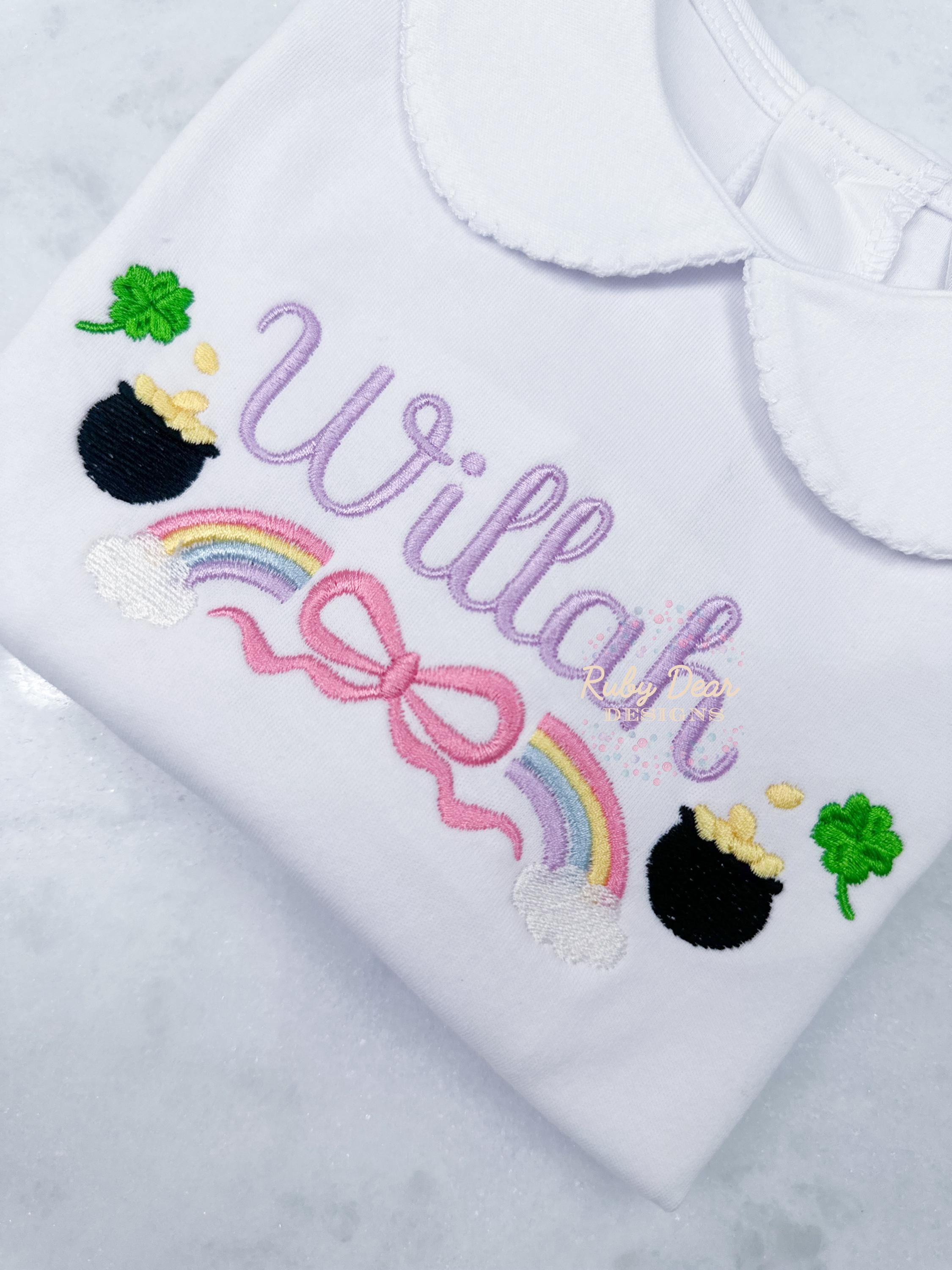 St Patrick's Bow Frame Satin and Fill Stitch Machine Embroidery Design