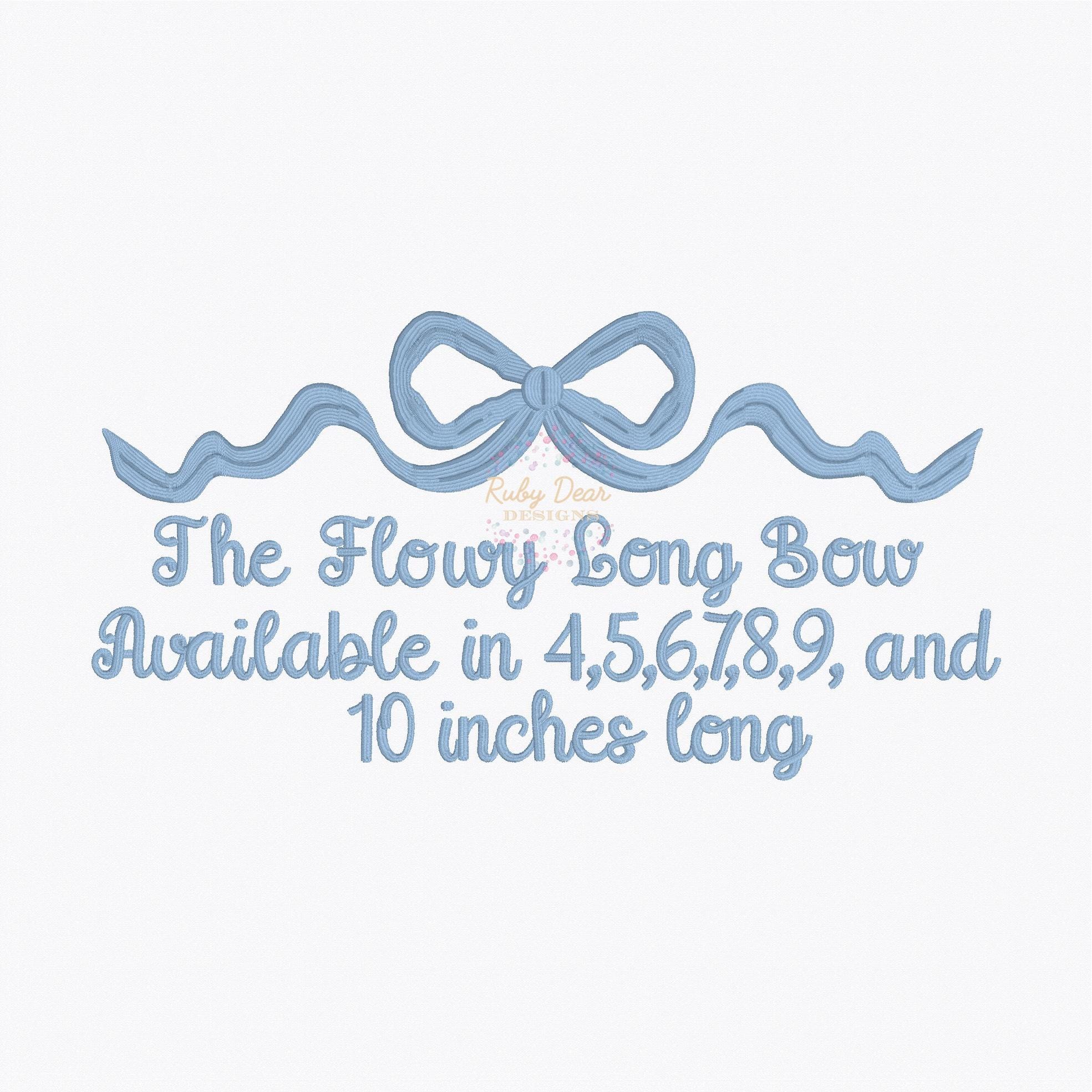 Flowy Long Bow Satin Stitch Heirloom Machine Embroidery Design