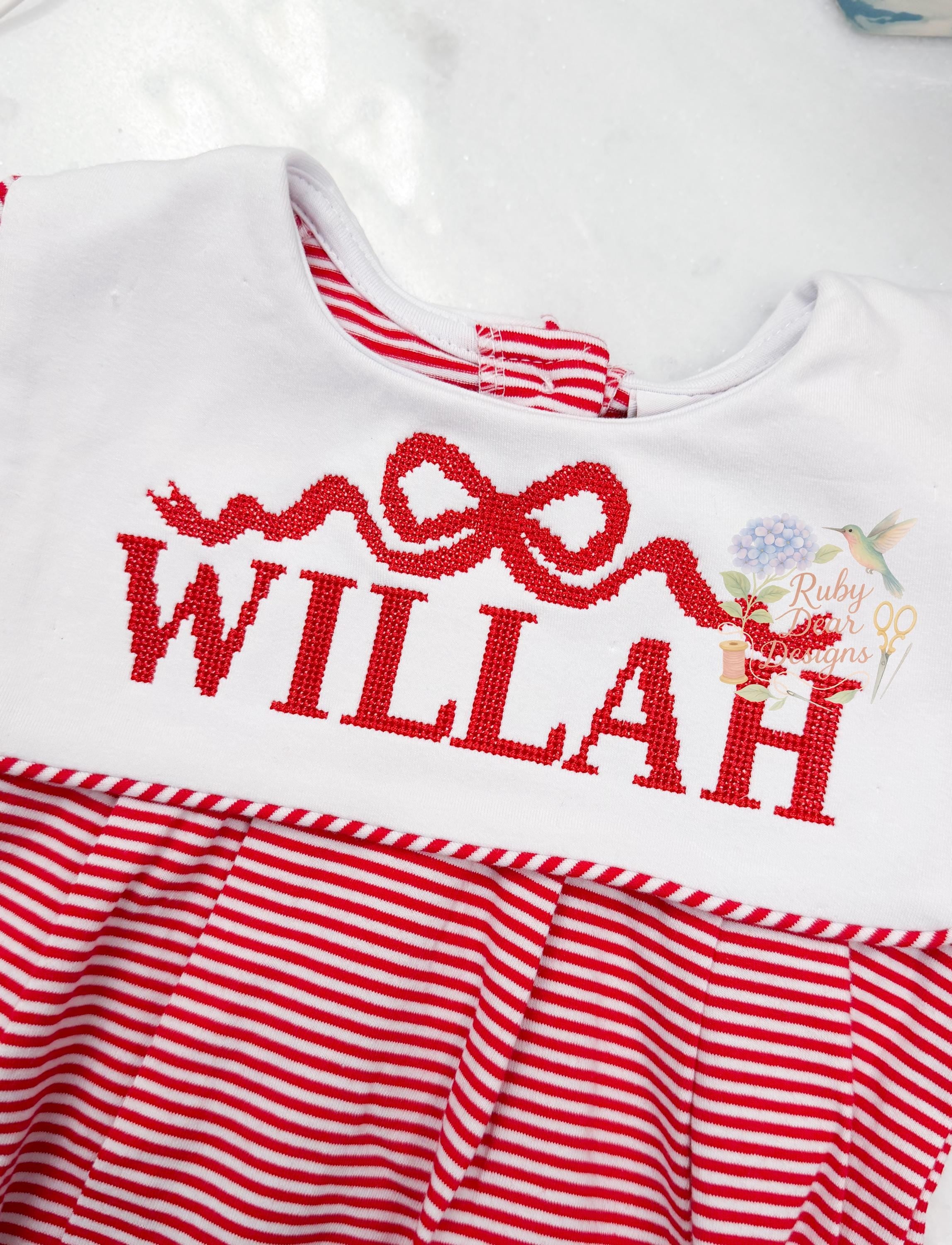 Flowy Bow Cross Stitch Heirloom Machine Embroidery Design