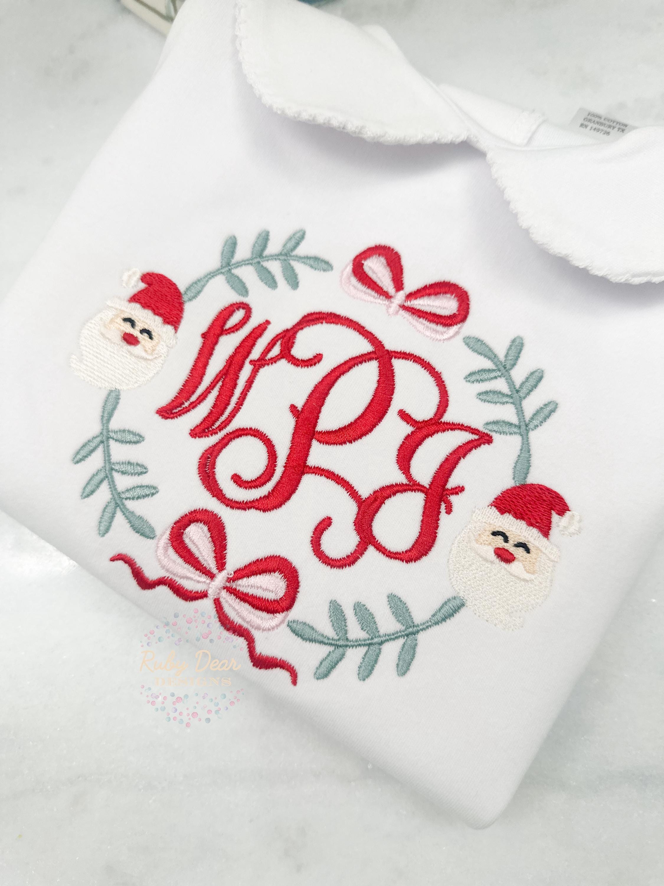 Santa Claus Bow Monogram Frame Machine Embroidery Design