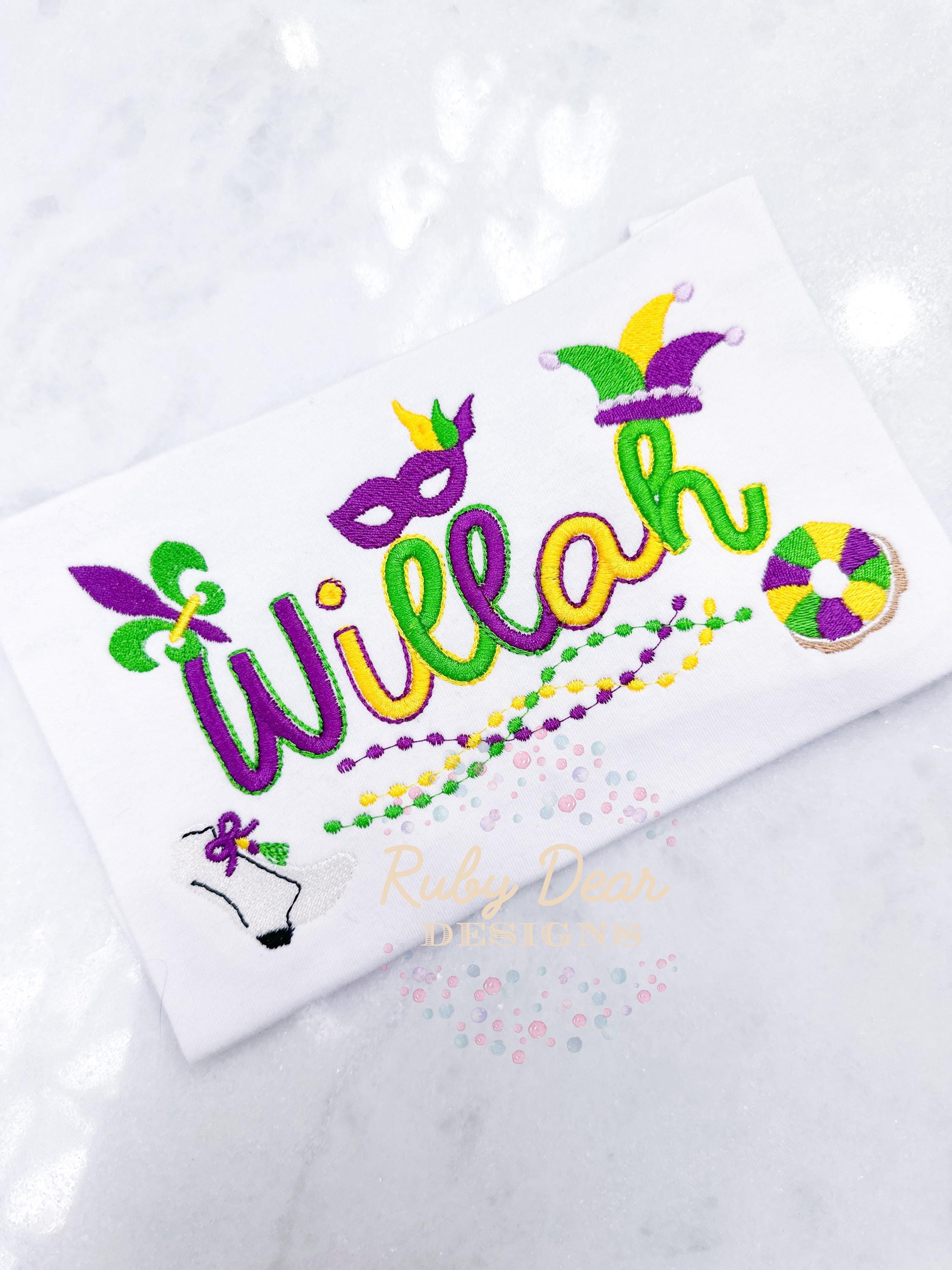 Build Your Own Mardi Gras Minis Bundle of 6 Designs Satin Fill and Bean Stitch Machine Embroidery Design *Font is NOT included!*
