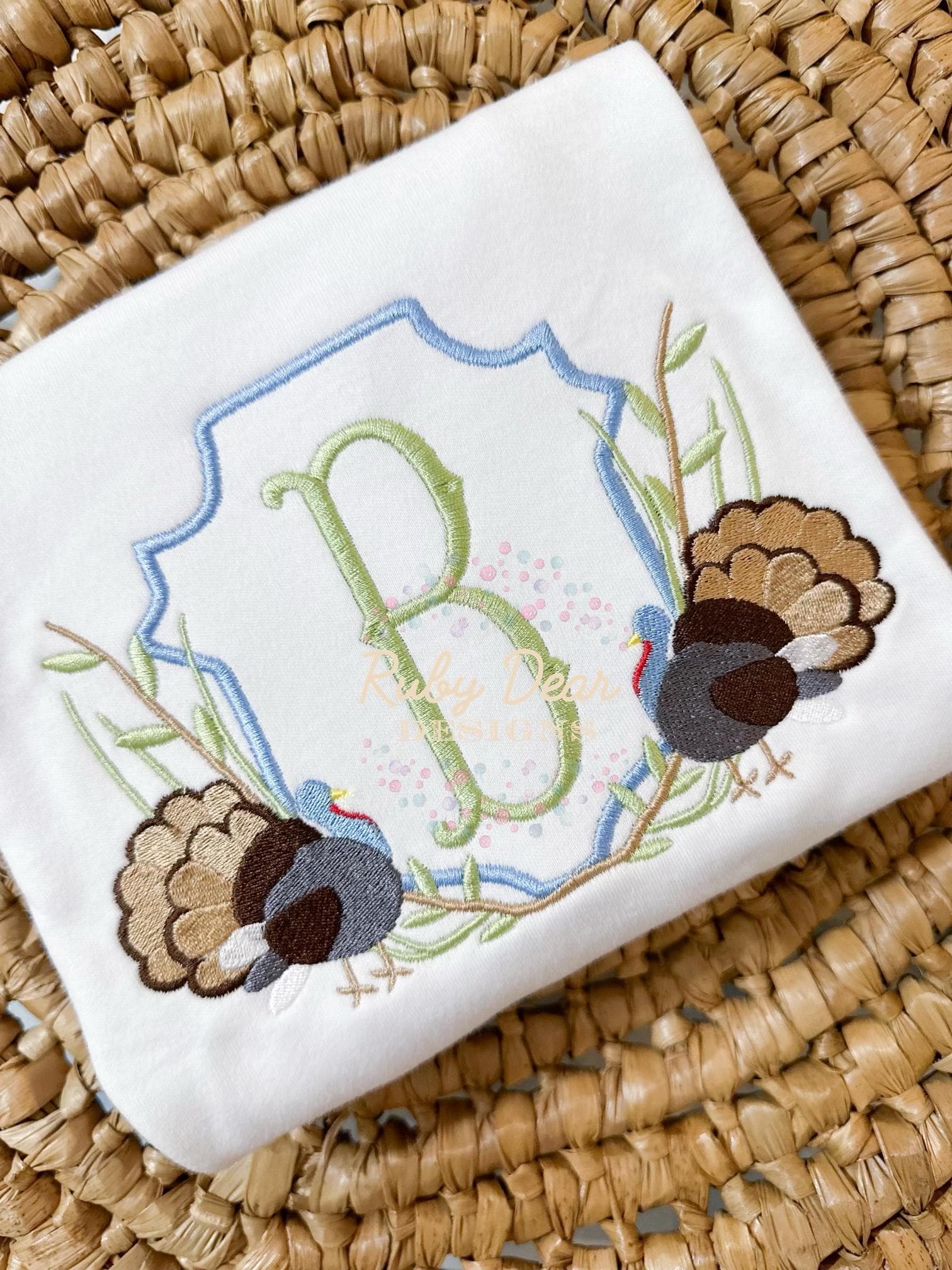 Turkey Wild Crest with Grass and Branches Machine Embroidery Design