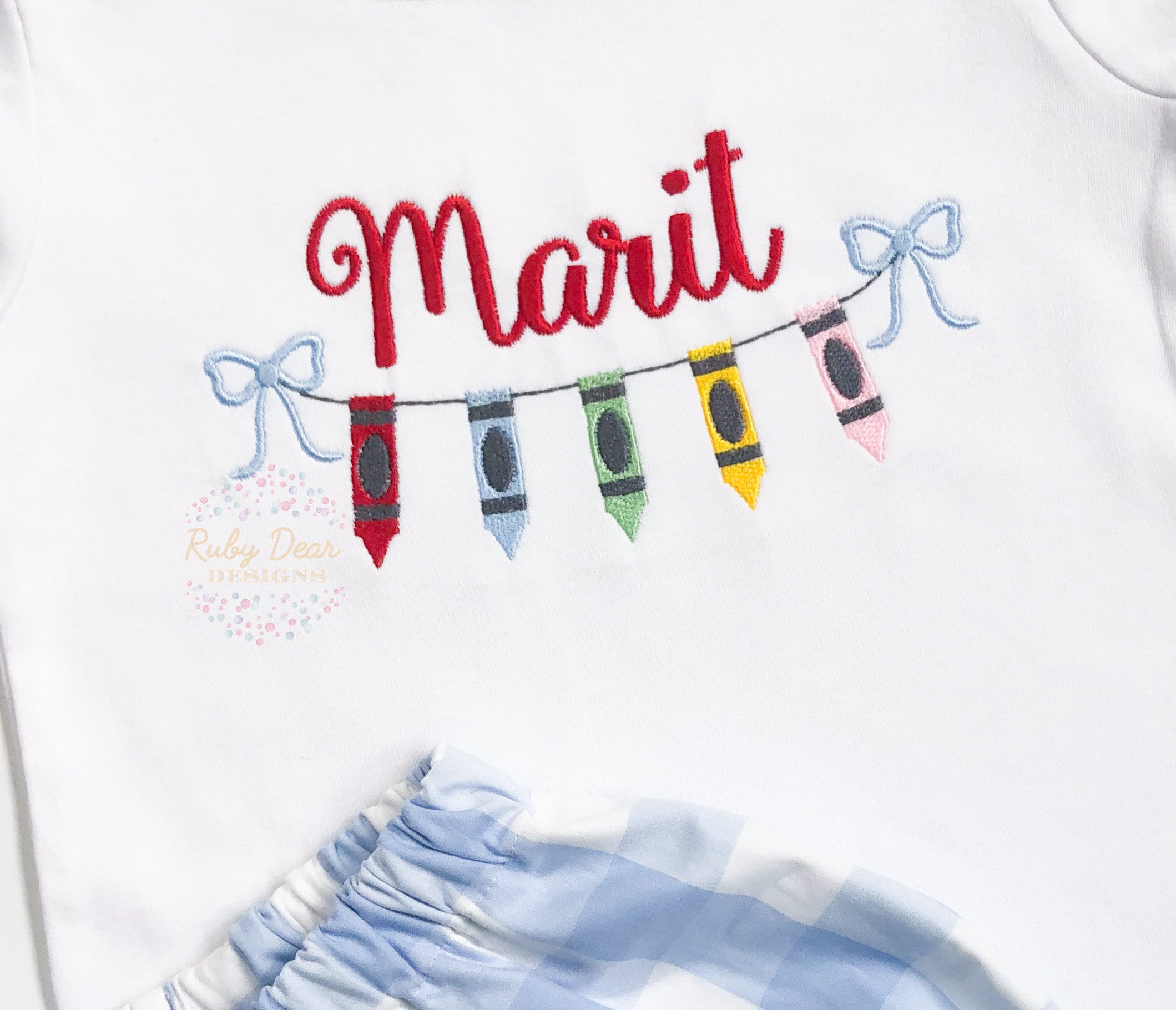 Crayons and Bows Machine Embroidery Design