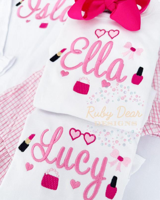 Build Your Own "Girls Just Wanna Have Fun" Makeup Satin and Fill Stitch Machine Embroidery Design