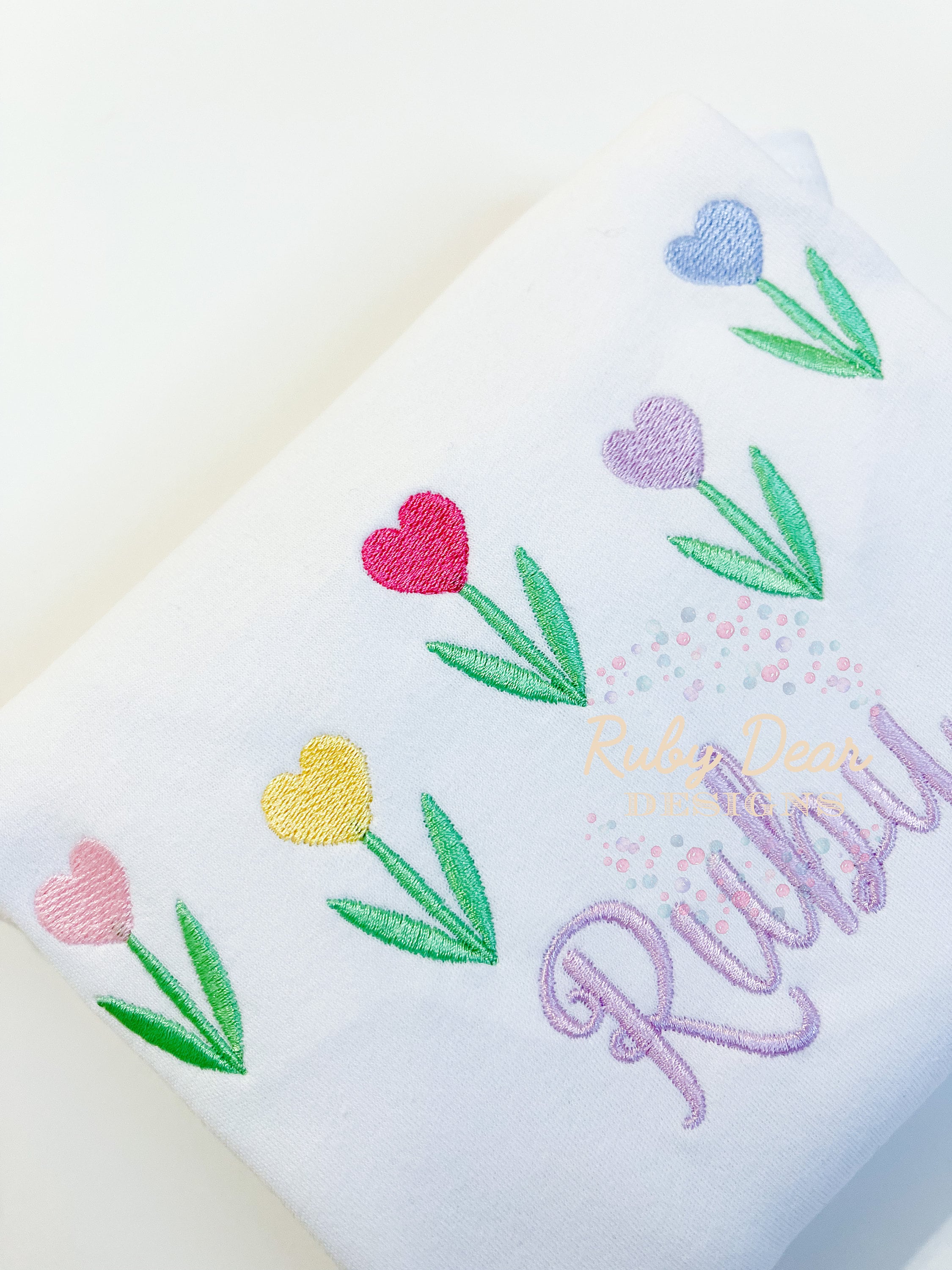 Heart Tulip Row Machine Embroidery Design