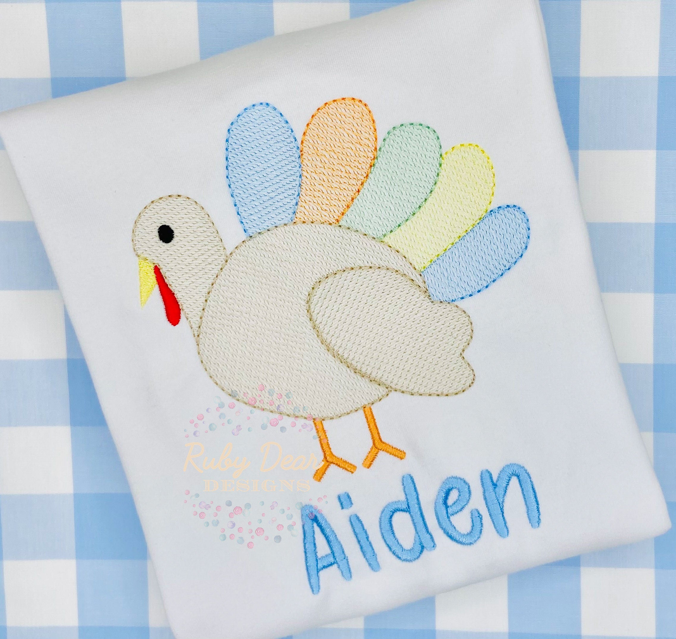 Turkey Boy Sketch Stitch Machine Embroidery Design