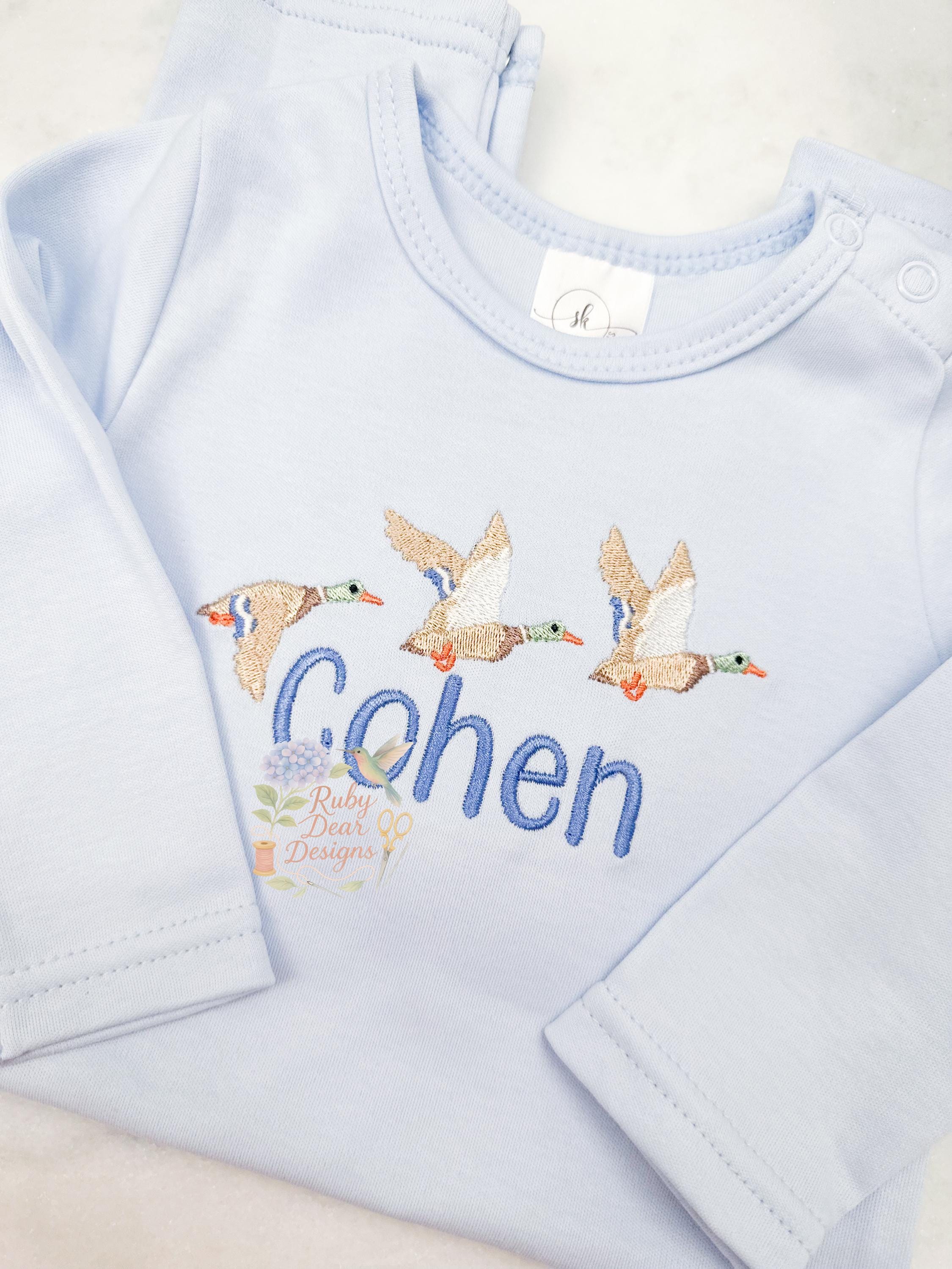 Mallard Ducks Flying Fill and Satin Stitch Machine Embroidery Design