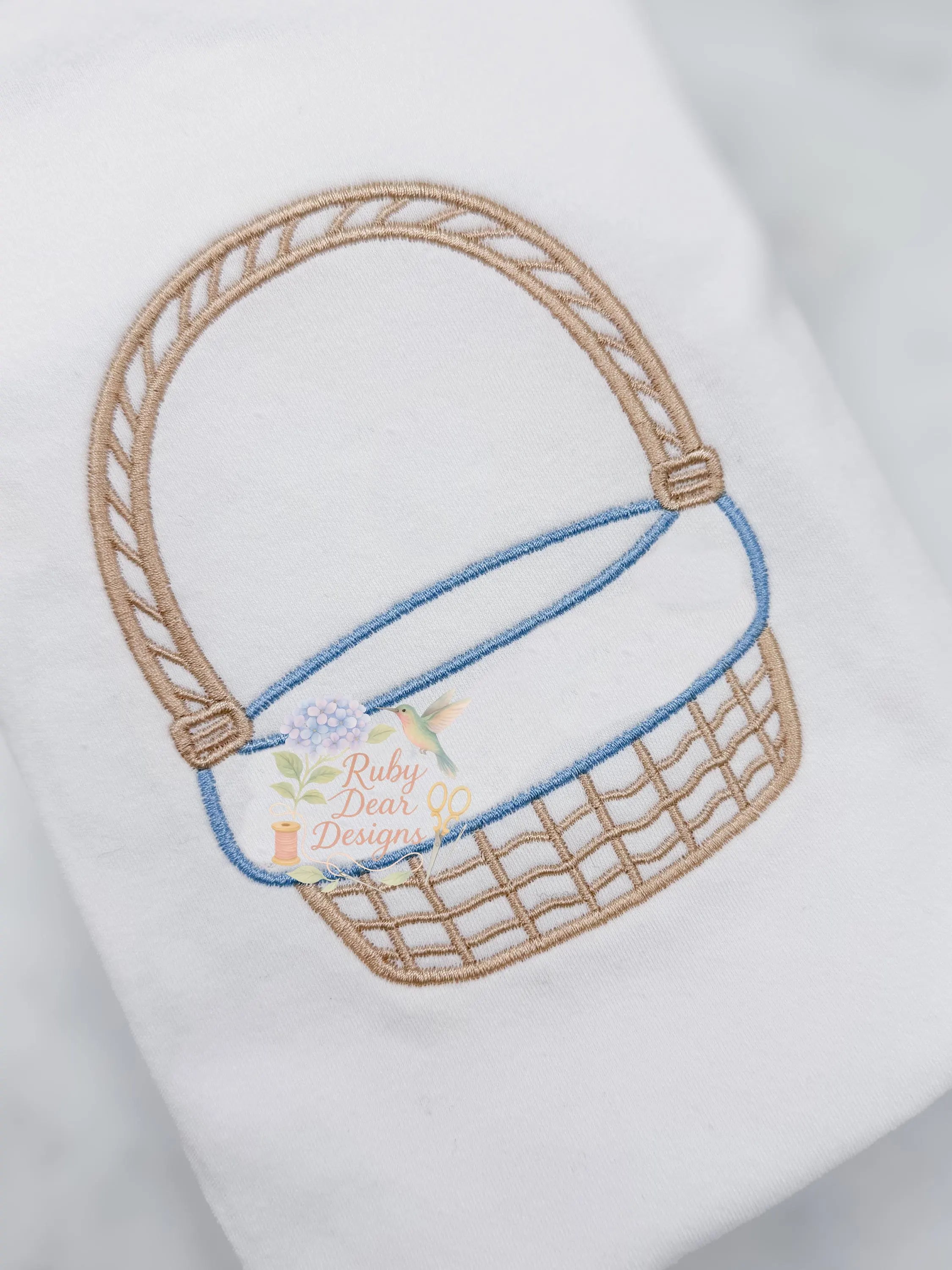 Classic Easter Basket Satin Outline Machine Embroidery Design