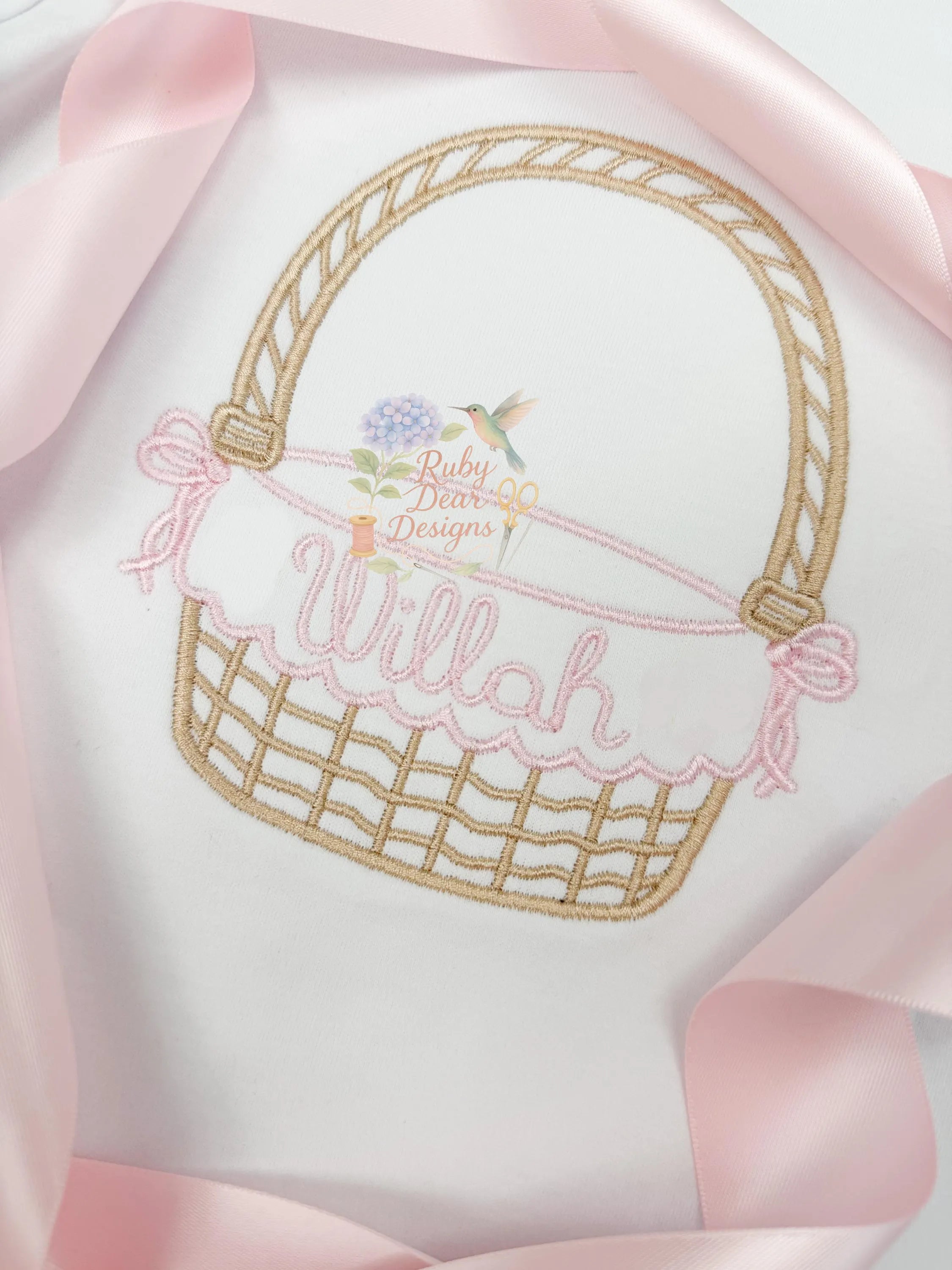 Scallop Easter Basket Satin Outline Machine Embroidery Design